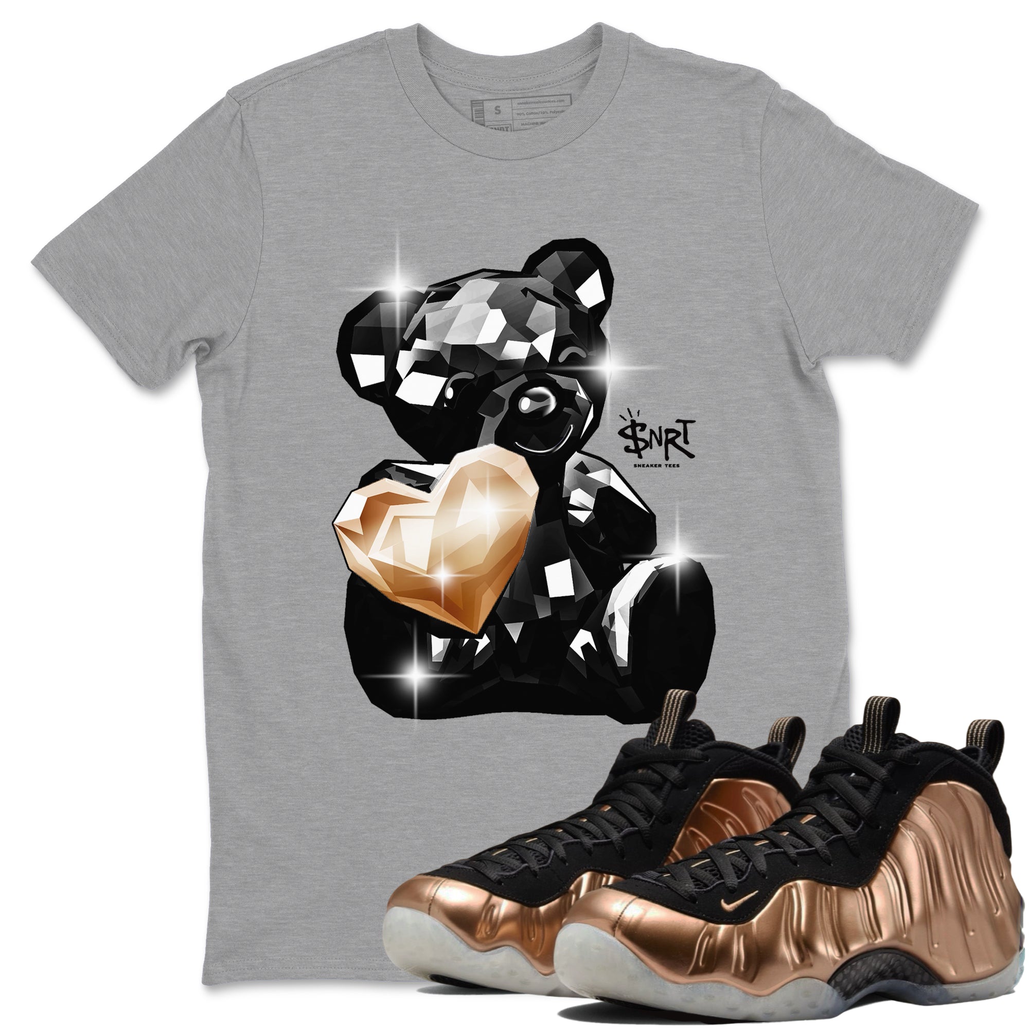 Foams One Metallic Copper shirts to match jordans Bear Germs sneaker match tees Air Foamposite One Metallic Copper match shoes to clothes Drip Gear Zone unisex cotton Heather Grey 1 shirts