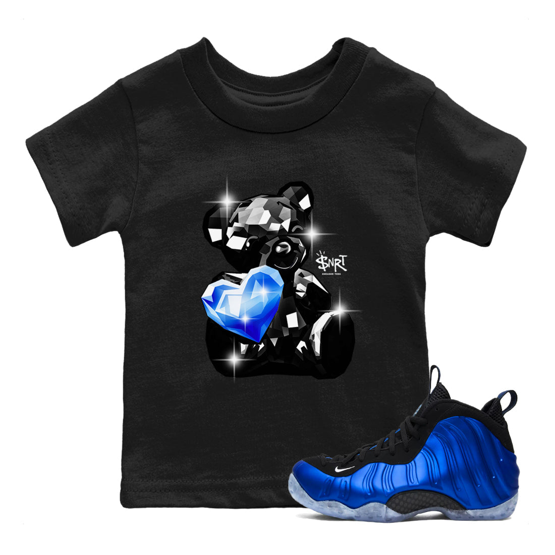 Foams One Royal shirts to match jordans Bear Germs sneaker match tees Air Foamposite One Royal match shoes to clothes Drip Gear Zone Youth Baby Black 1 tee