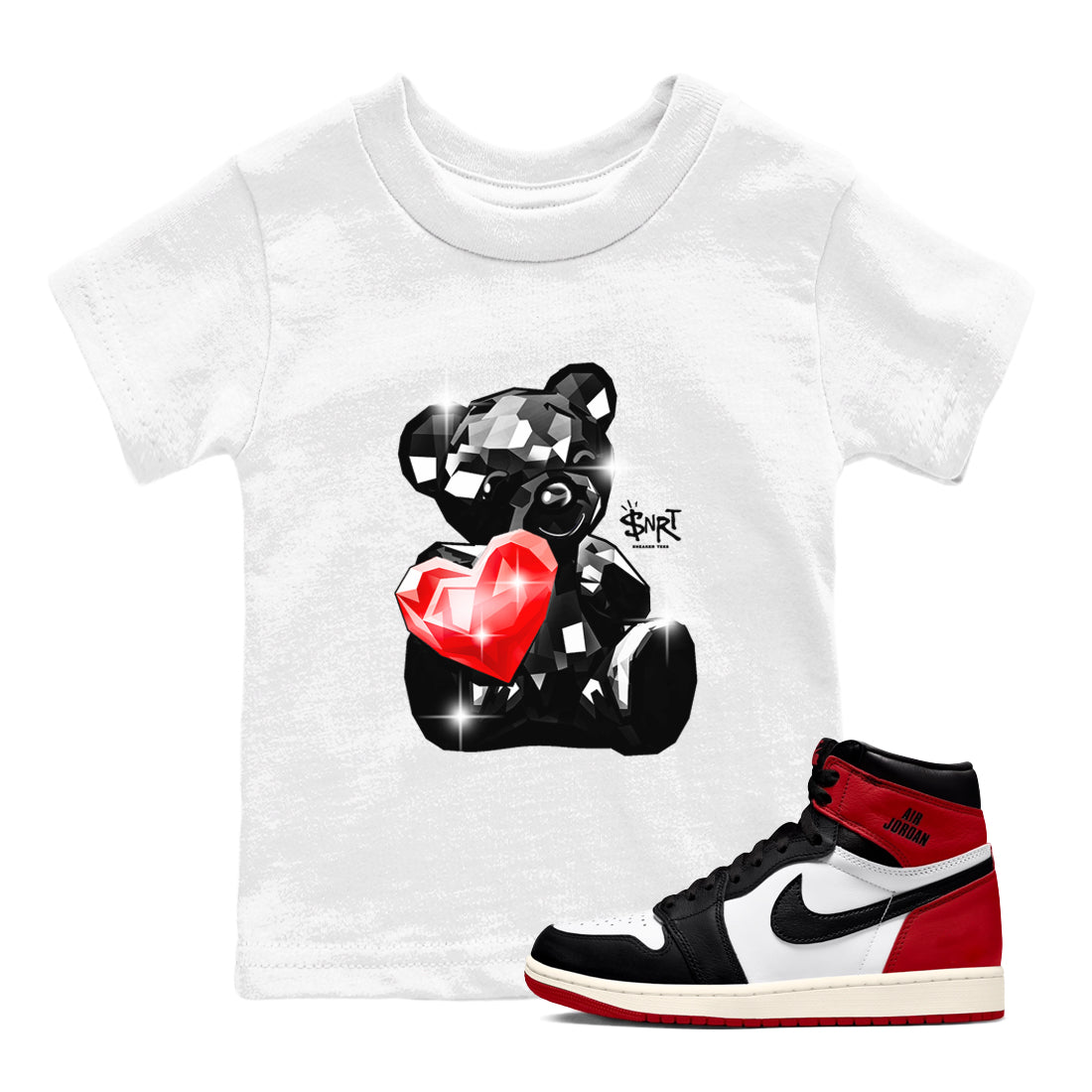 1s Black Toe Reimagined shirts to match jordans Bear Germs sneaker match tees Air Jordan 1 Black Toe Reimagined match shoes to clothes Drip Gear Zone Youth Baby White 1 tee