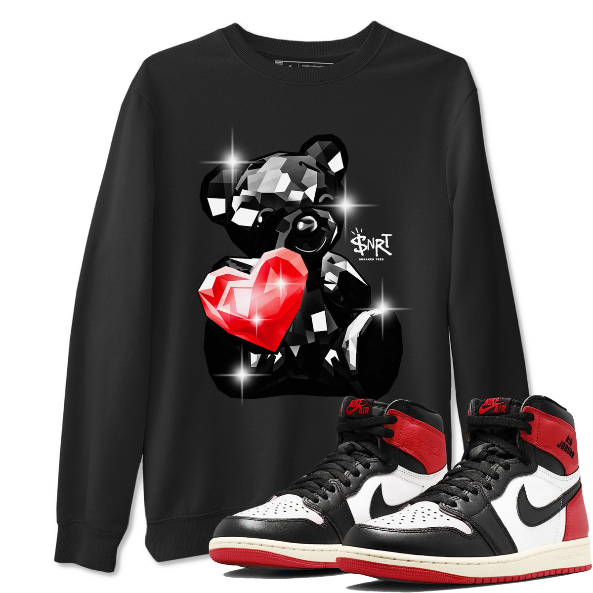 1s Black Toe Reimagined shirts to match jordans Bear Germs sneaker match tees Air Jordan 1 Black Toe Reimagined match shoes to clothes Drip Gear Zone unisex cotton Black 1 shirts