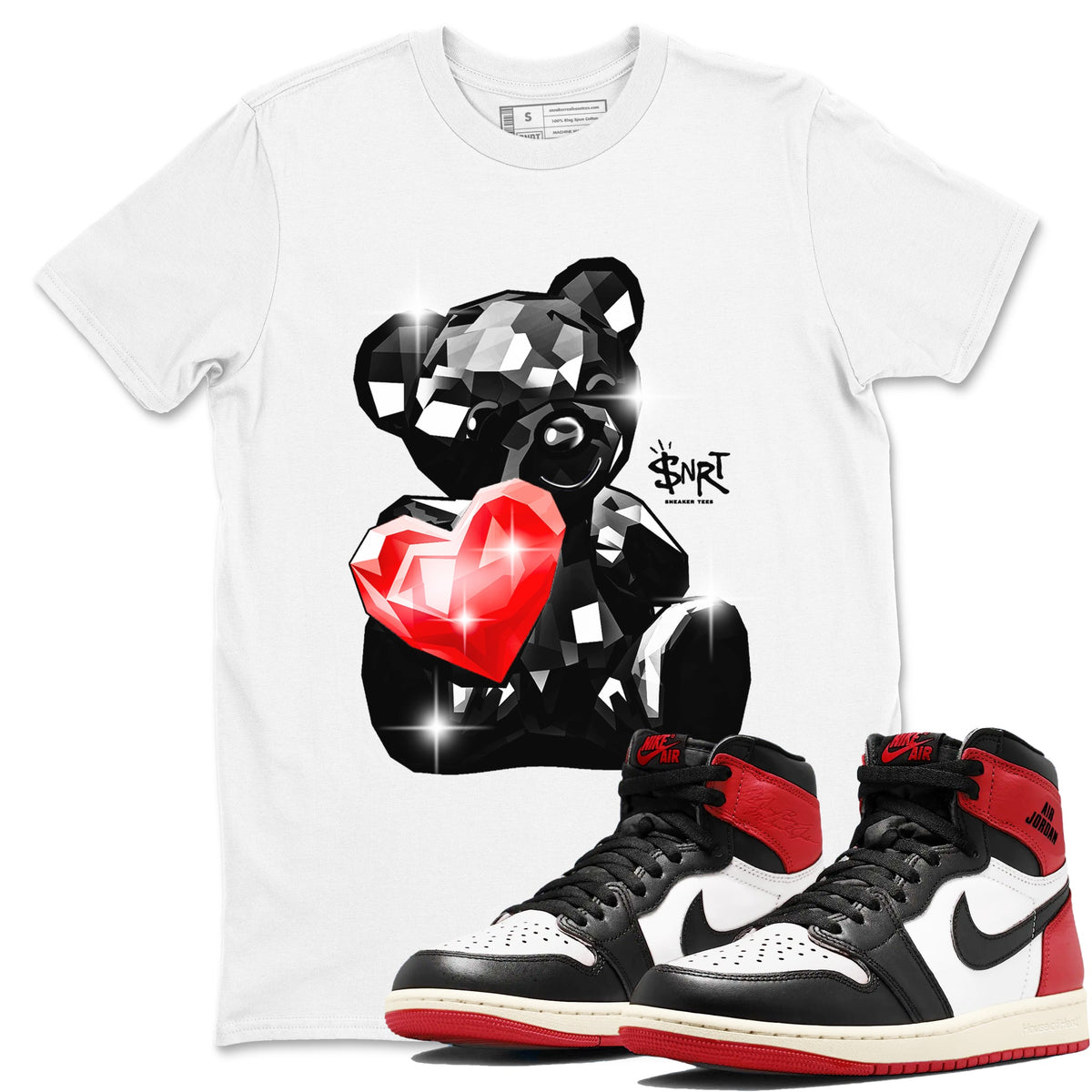 1s Black Toe Reimagined shirts to match jordans Bear Germs sneaker match tees Air Jordan 1 Black Toe Reimagined match shoes to clothes Drip Gear Zone unisex cotton White 1 shirts
