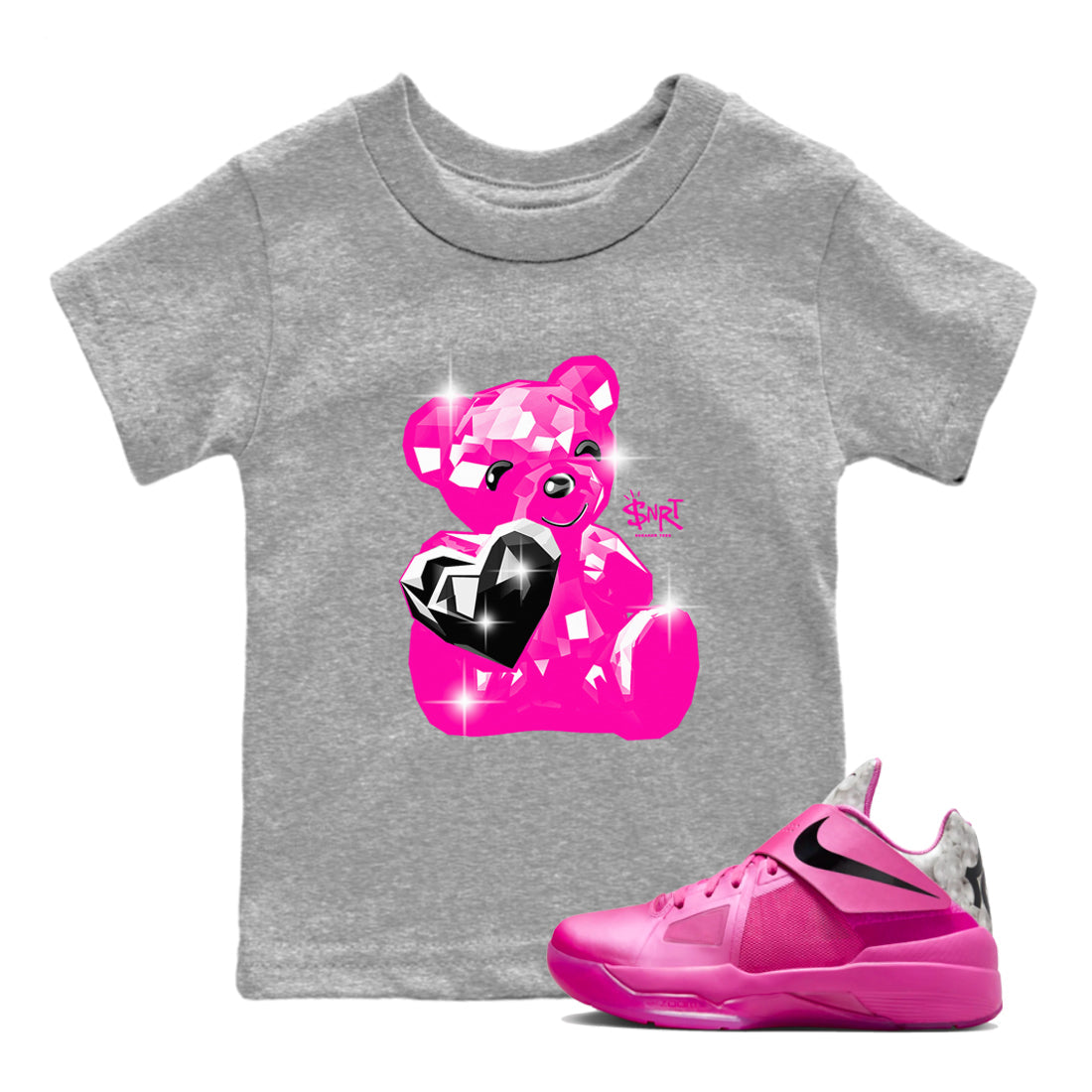 Nike KD 4 Retro Aunt Pearl shirts to match jordans Bear Germs sneaker match tees Nike KD 4 Aunt Pearl match shoes to clothes Drip Gear Zone Youth Baby Heather Grey 1 tee