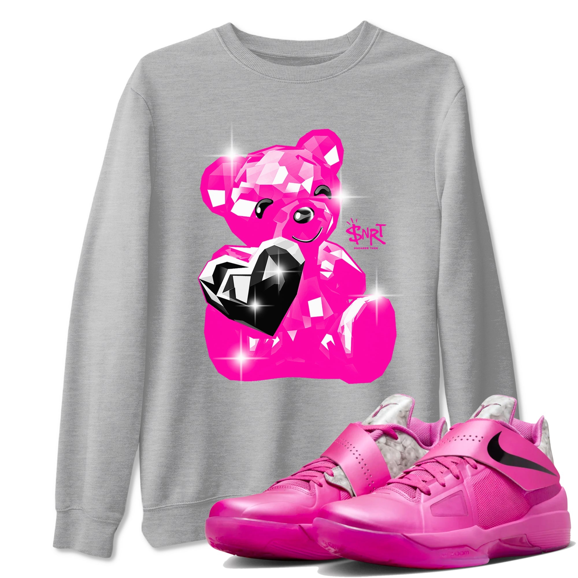 Nike KD 4 Retro Aunt Pearl shirts to match jordans Bear Germs sneaker match tees Nike KD 4 Aunt Pearl match shoes to clothes Drip Gear Zone unisex cotton Heather Grey 1 shirts