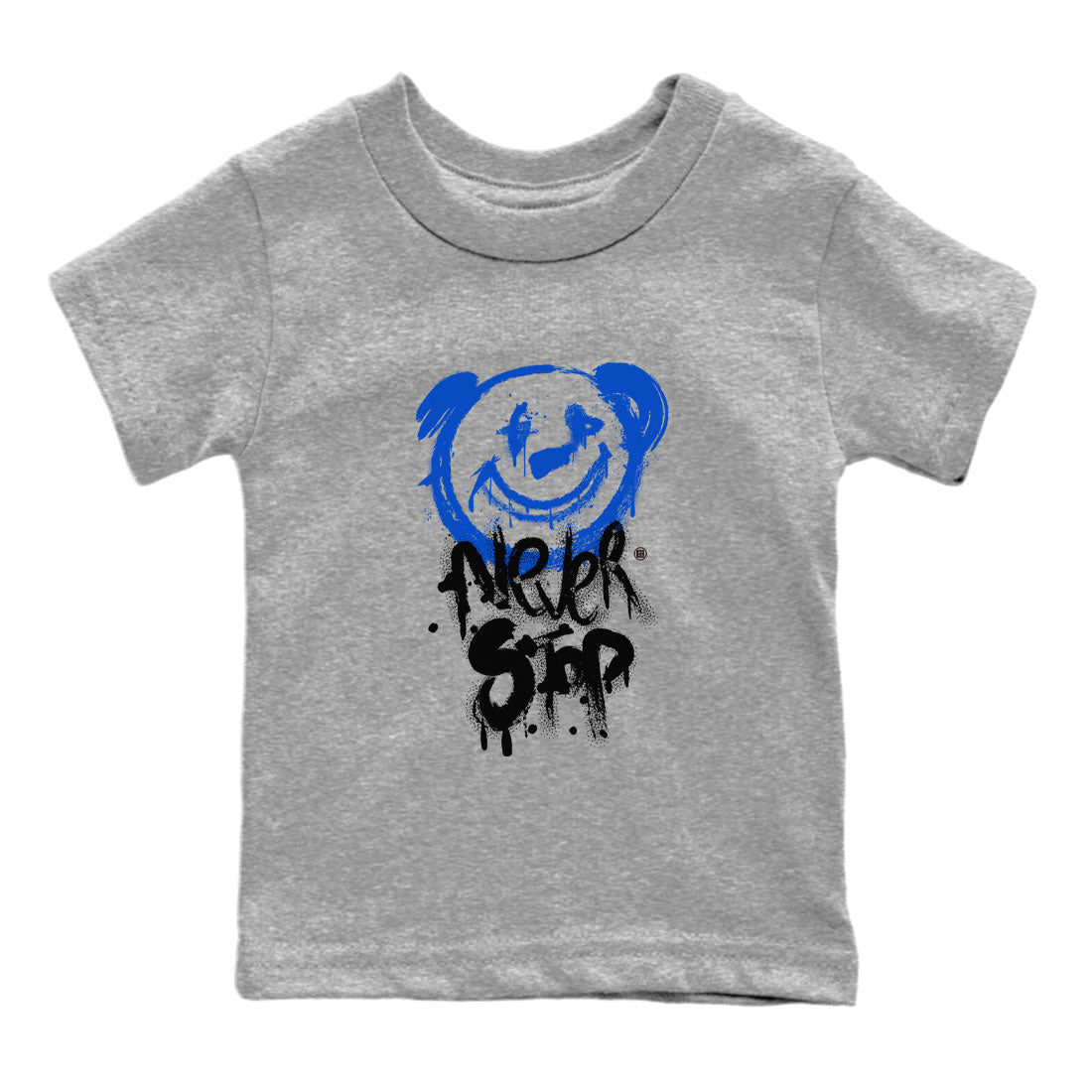 Air Jordan 1 Royal Reimagined shirt to match jordans Bear Never Stop sneaker tees Jordan 1 High OG Royal Reimagined Drip Gear Zone Baby Toddler Heather Grey 2 T-Shirt