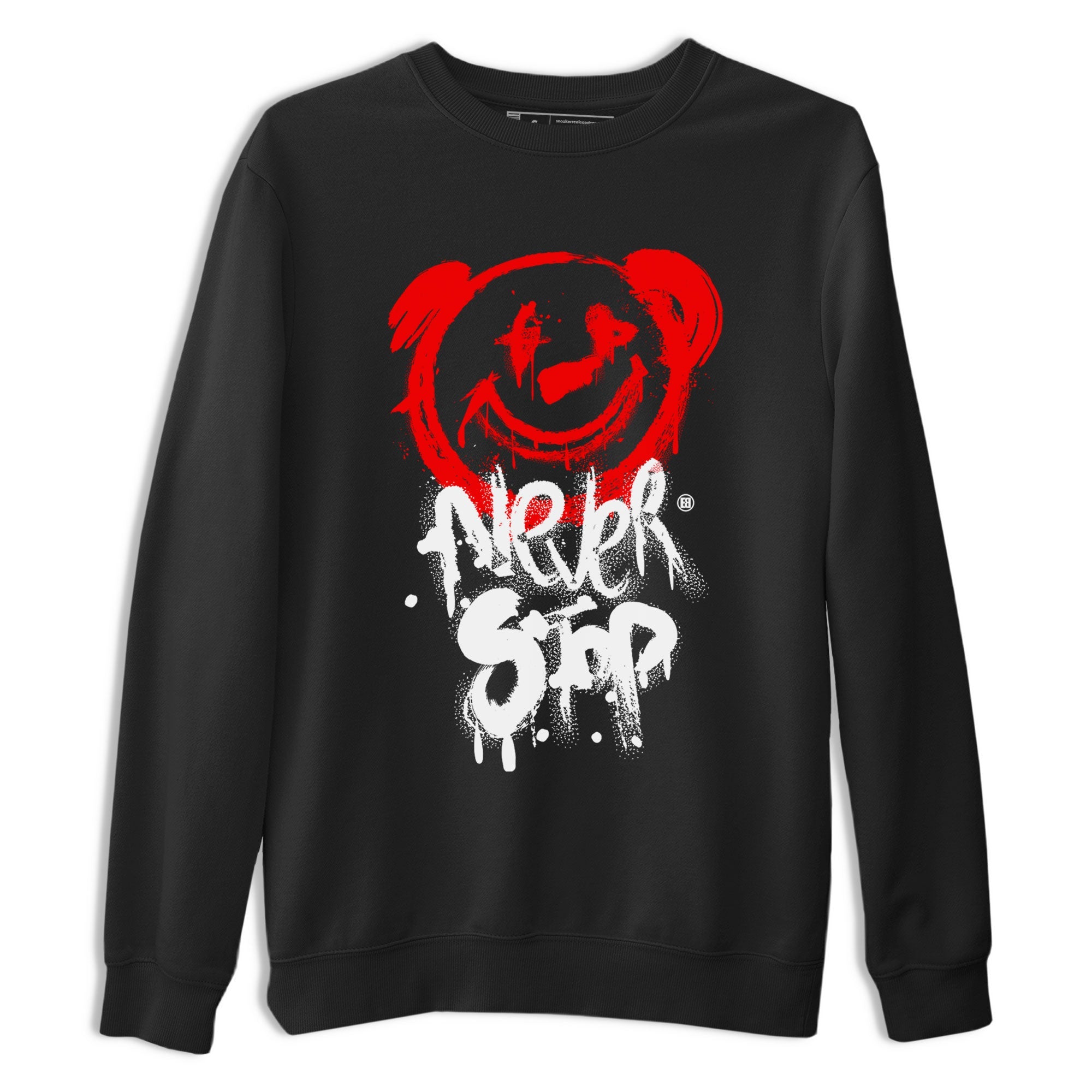 Jordan 1 University Red shirt to match jordans Bear Never Stop sneaker tees Air Jordan 1 University Red Drip Gear Zone Streetwear Casual Fit Black 2 T-Shirt