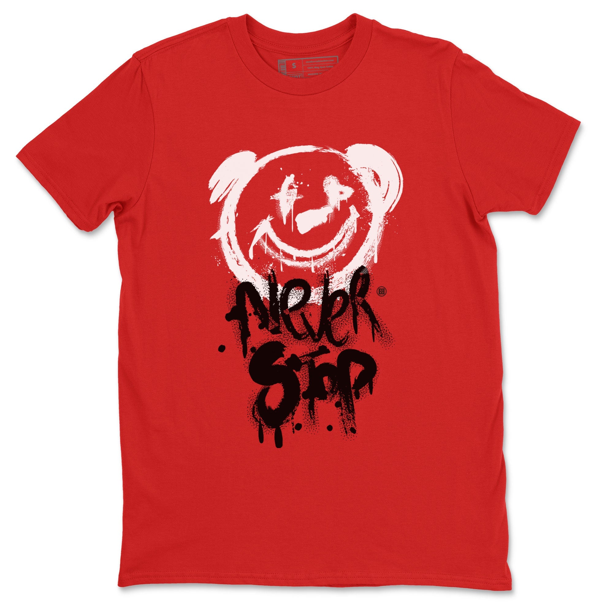 Jordan 1 University Red shirt to match jordans Bear Never Stop sneaker tees Air Jordan 1 University Red Drip Gear Zone Streetwear Casual Fit Red 2 T-Shirt