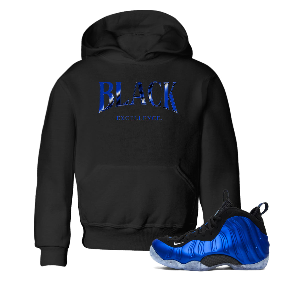 Foams One Royal shirts to match jordans Black Excellence sneaker match tees Air Foamposite One Royal match shoes to clothes Drip Gear Zone Youth Baby Black 1 tee