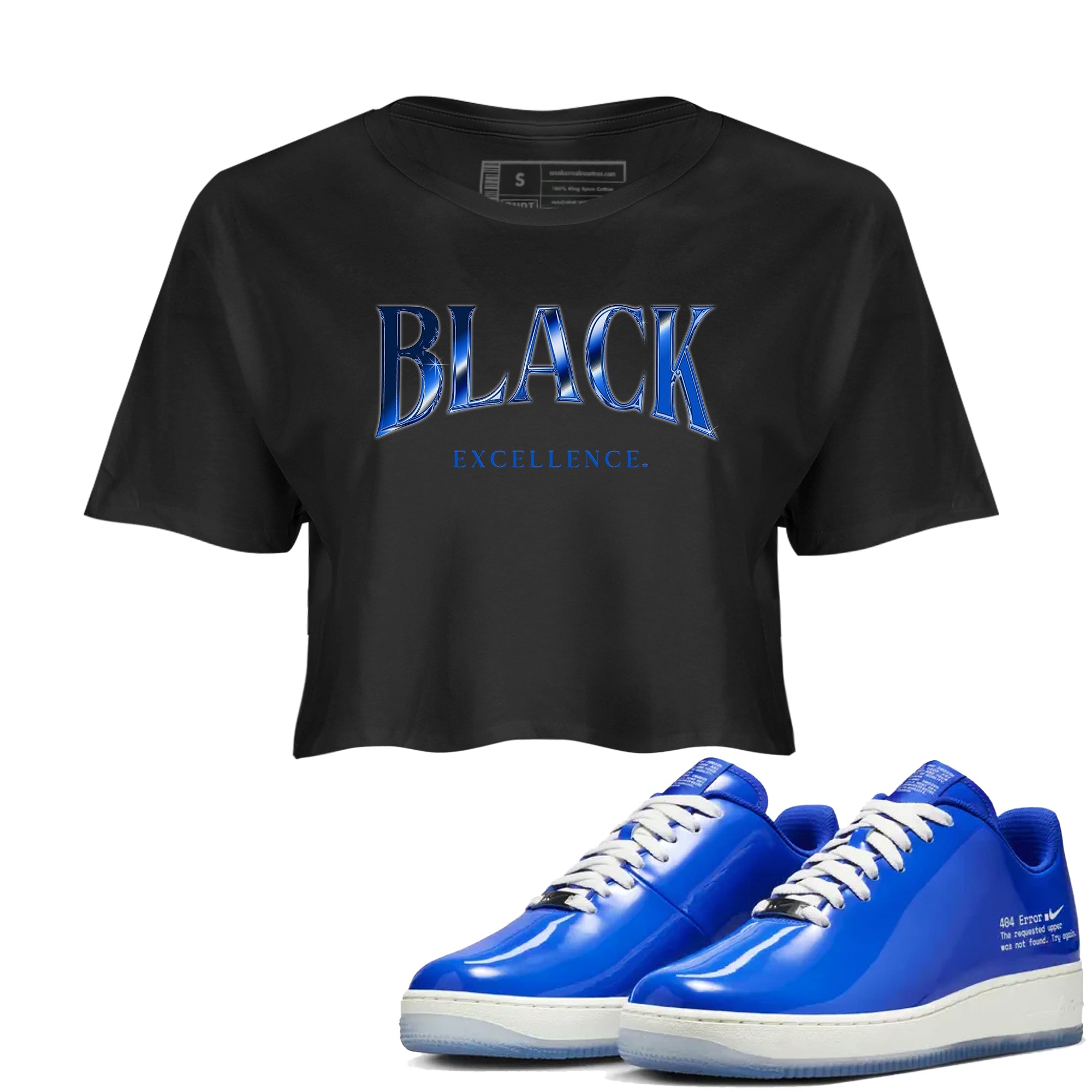Air Force 1 404 Error shirt to match jordans Black Excellence sneaker tees Air Force 1 404 Error Drip Gear Zone Black 1 crop length shirt