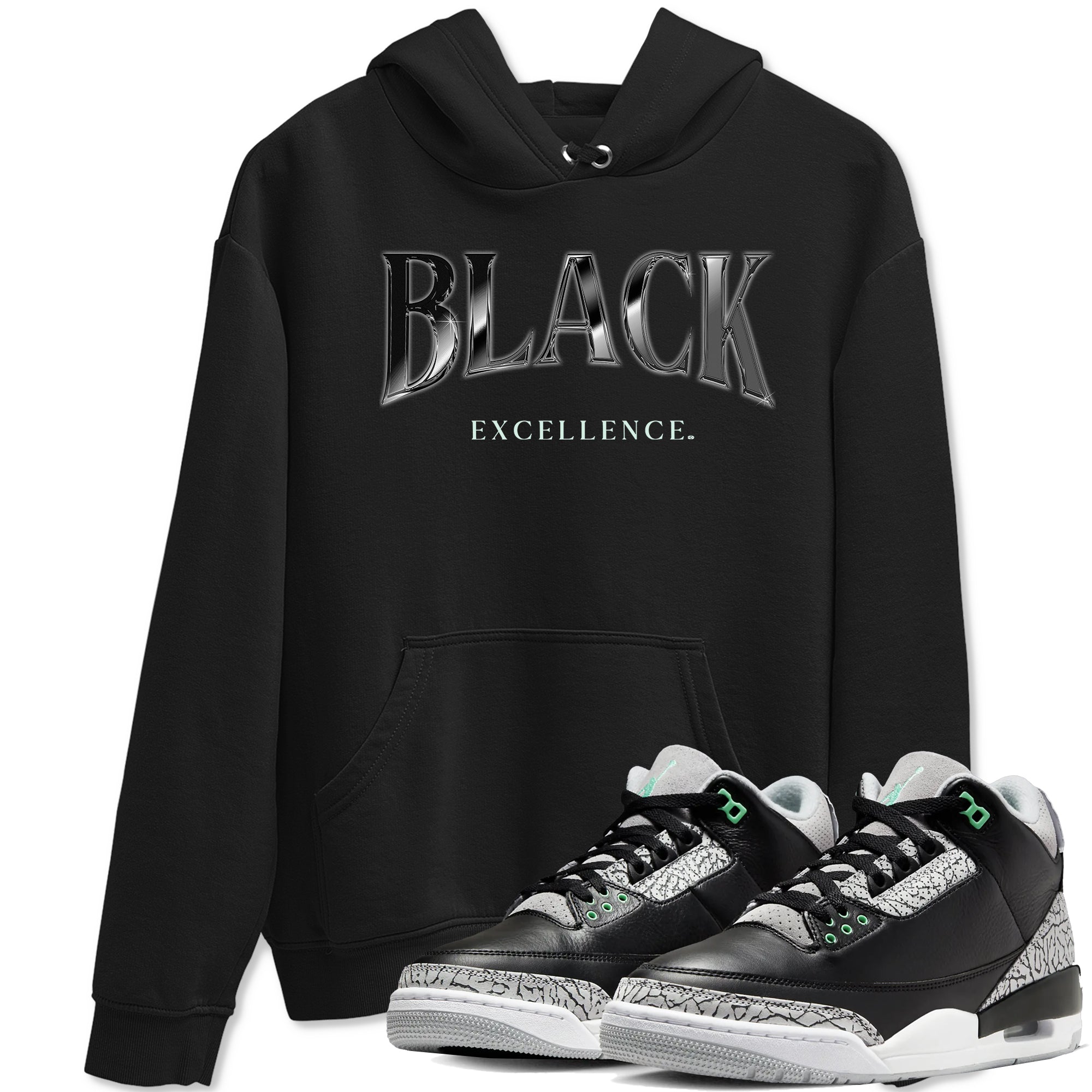 3s Green Glow shirt to match jordans Black Excellence sneaker tees Air Jordan 3 Green Glow Drip Gear Zone unisex cotton Black 1 crew neck shirt