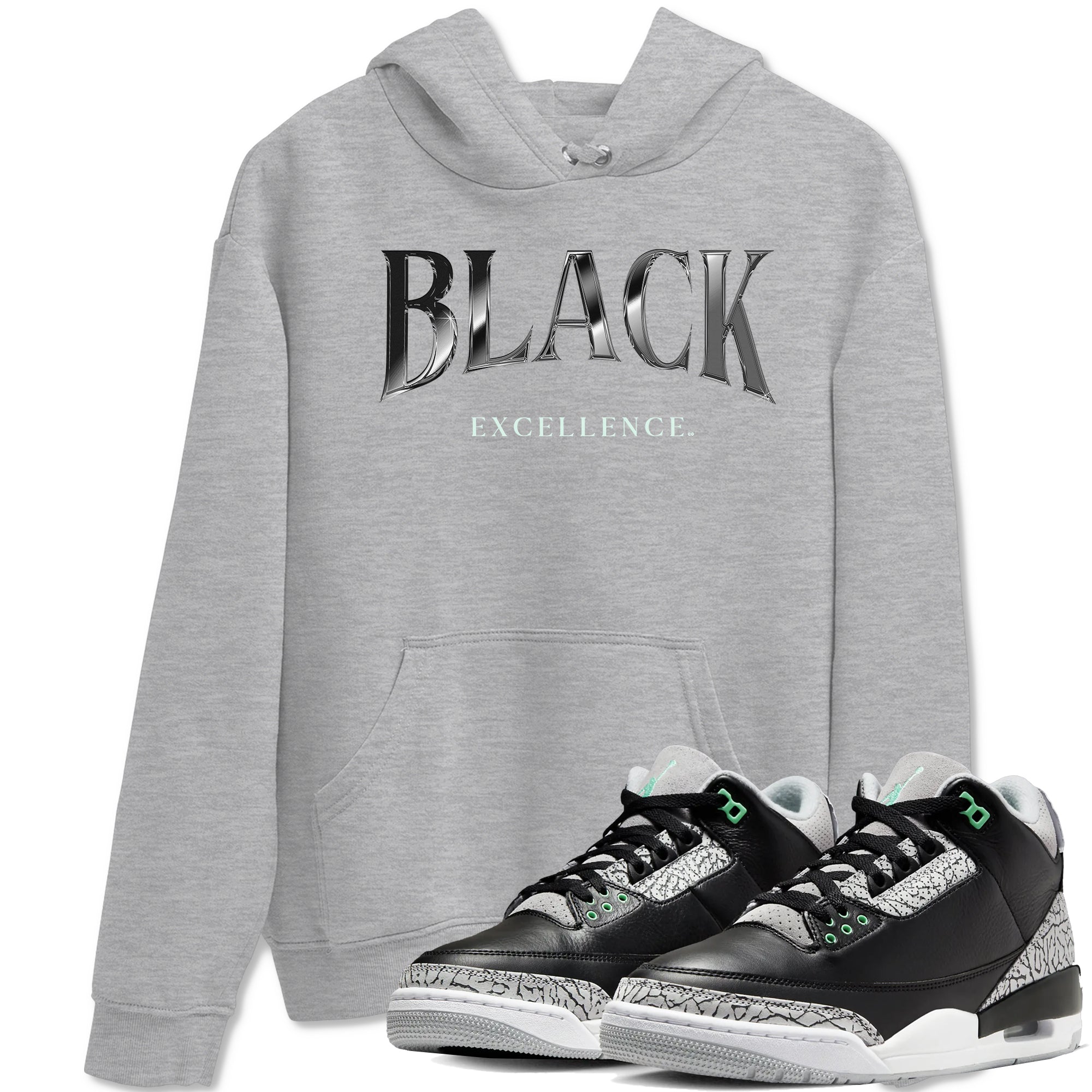 3s Green Glow shirt to match jordans Black Excellence sneaker tees Air Jordan 3 Green Glow Drip Gear Zone unisex cotton Heather Grey 1 crew neck shirt