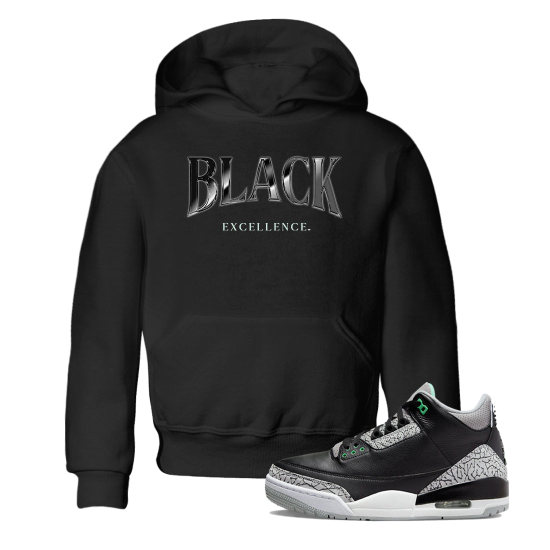 3s Green Glow shirt to match jordans Black Excellence sneaker tees Air Jordan 3 Green Glow Drip Gear Zone baby toddler Black 1 cotton Shirt