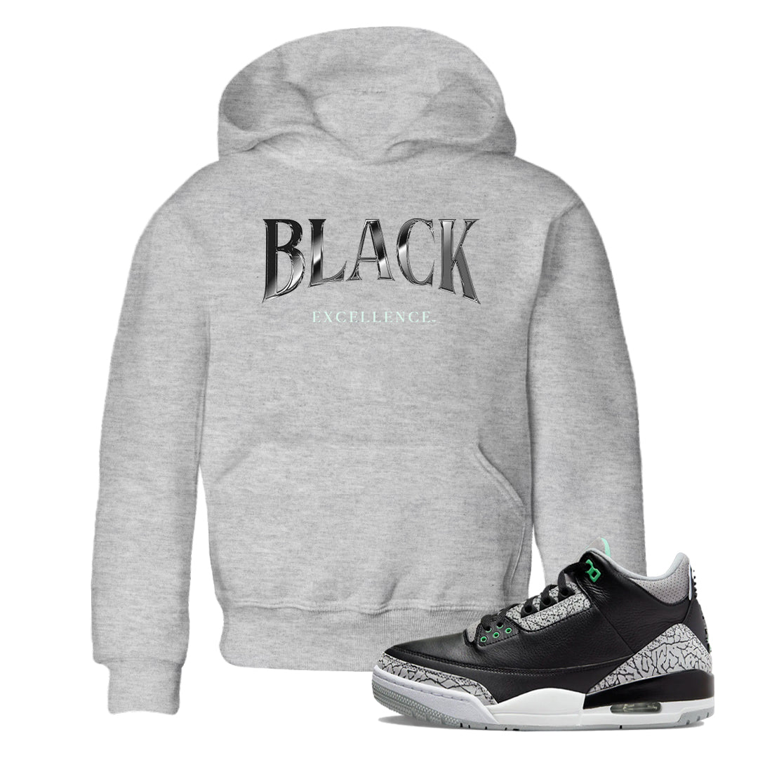 3s Green Glow shirt to match jordans Black Excellence sneaker tees Air Jordan 3 Green Glow Drip Gear Zone baby toddler Heather Grey 1 cotton Shirt