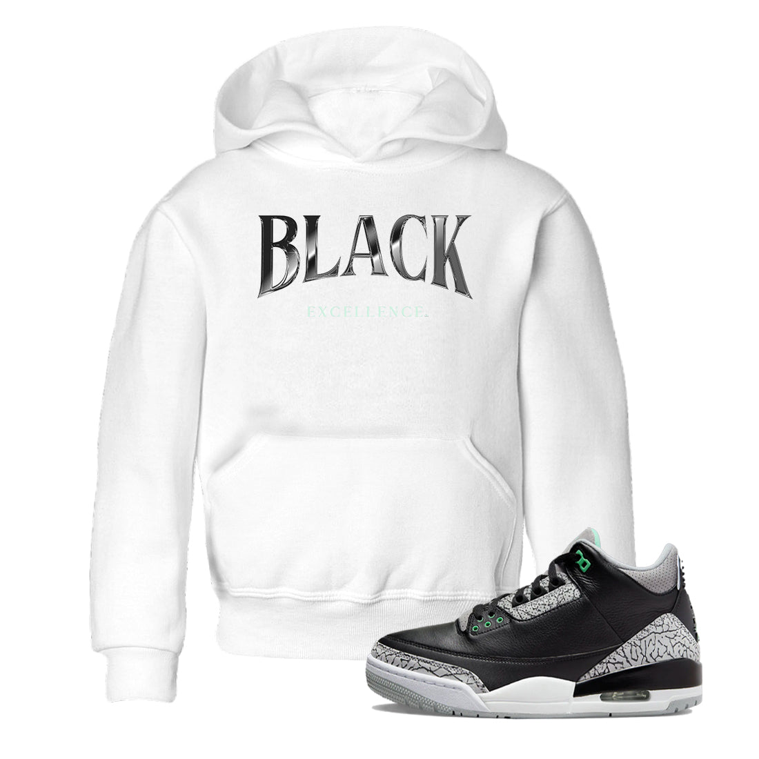 3s Green Glow shirt to match jordans Black Excellence sneaker tees Air Jordan 3 Green Glow Drip Gear Zone baby toddler White 1 cotton Shirt