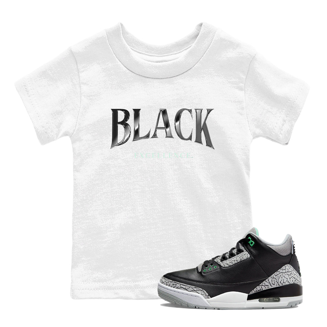 3s Green Glow shirt to match jordans Black Excellence sneaker tees Air Jordan 3 Green Glow Drip Gear Zone baby toddler White 1 cotton Shirt