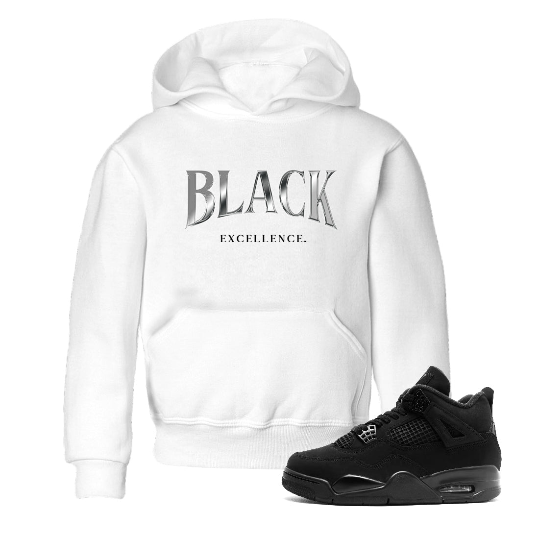 Sneaker Threads  Sneaker Tees To Match Air Jordan 4 Black Cat  Black Excellence Youth Graphic Tee White 1. Perfect for Jordan releases 2025 colorways.