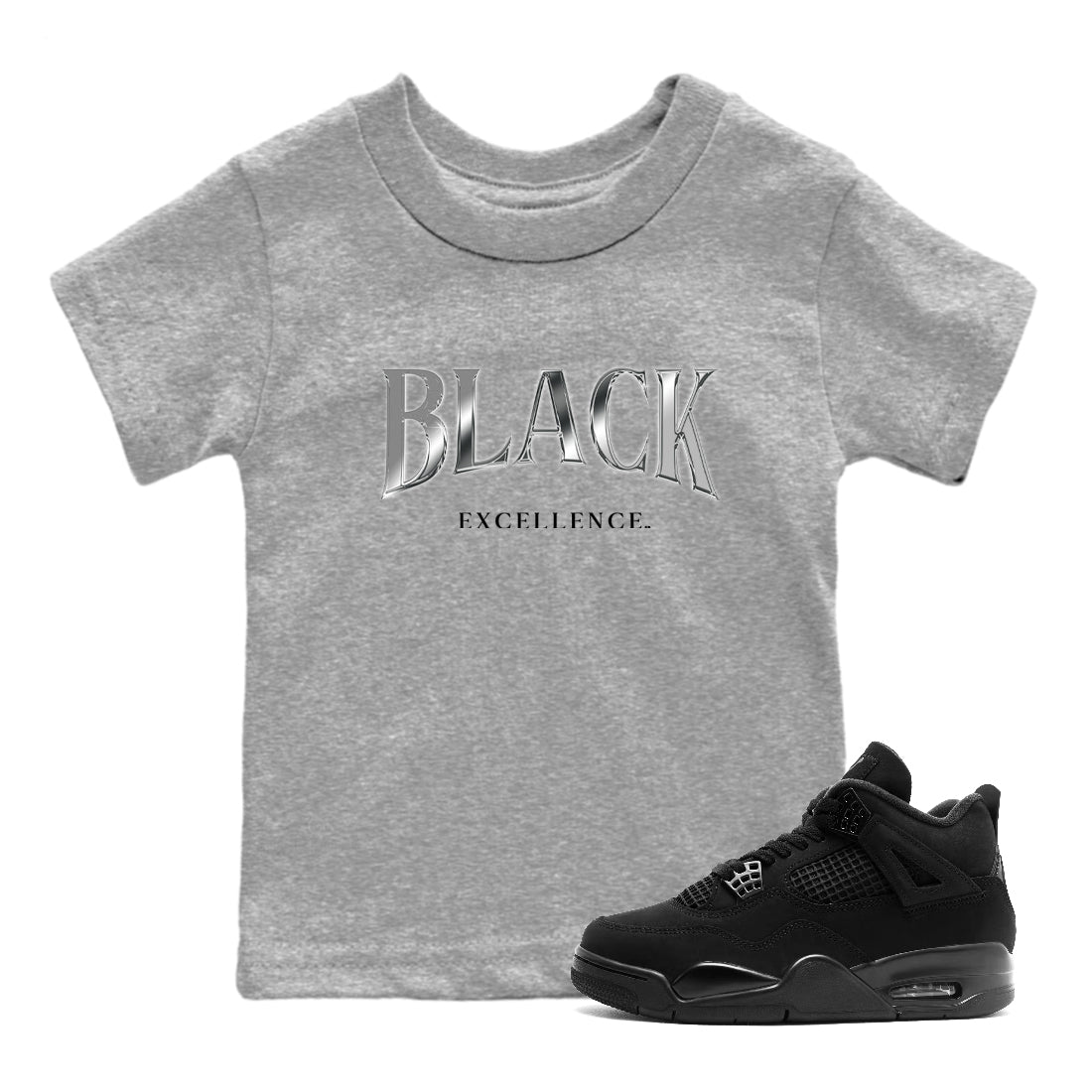 Sneaker Threads  Sneaker Tees To Match Air Jordan 4 Black Cat  Black Excellence Youth Graphic Tee Heather Grey 1. Perfect for Jordan releases 2025 colorways.
