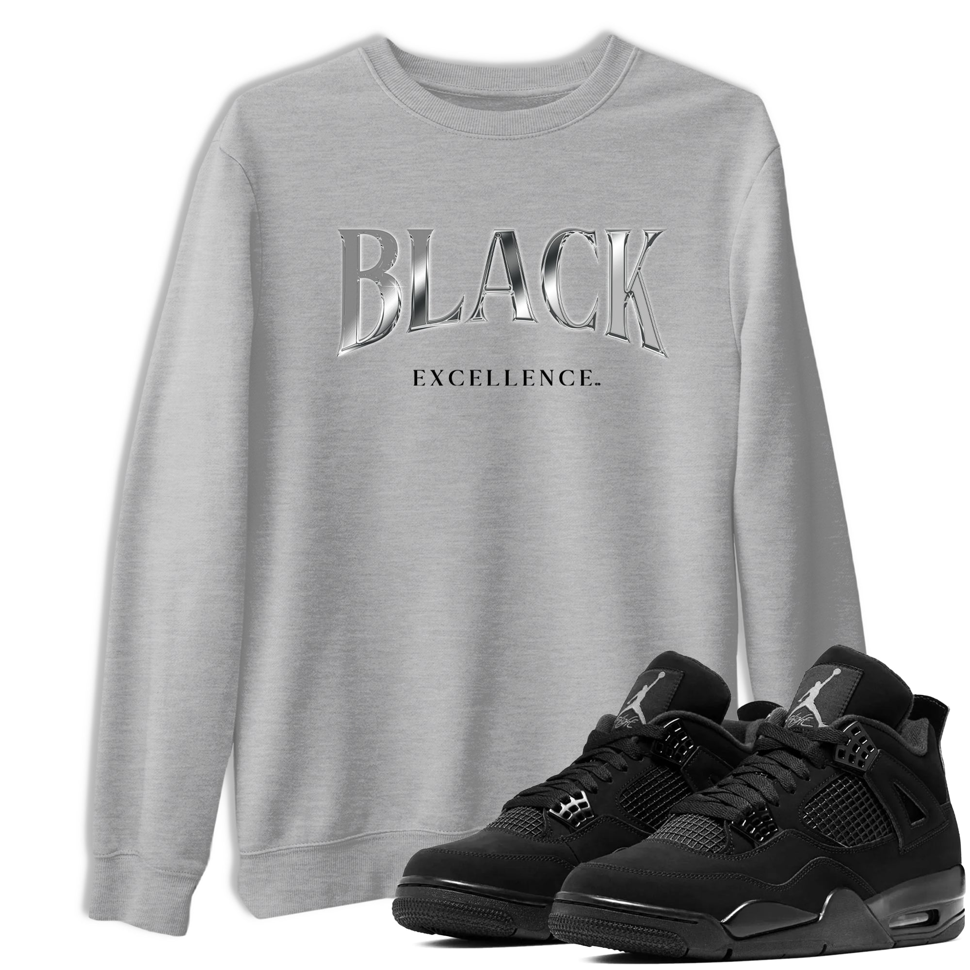 Sneaker Threads  Sneaker Tees To Match Air Jordan 4 Black Cat  Black Excellence Graphic Tee Heather Grey 1. Perfect for Jordan releases 2025 colorways.