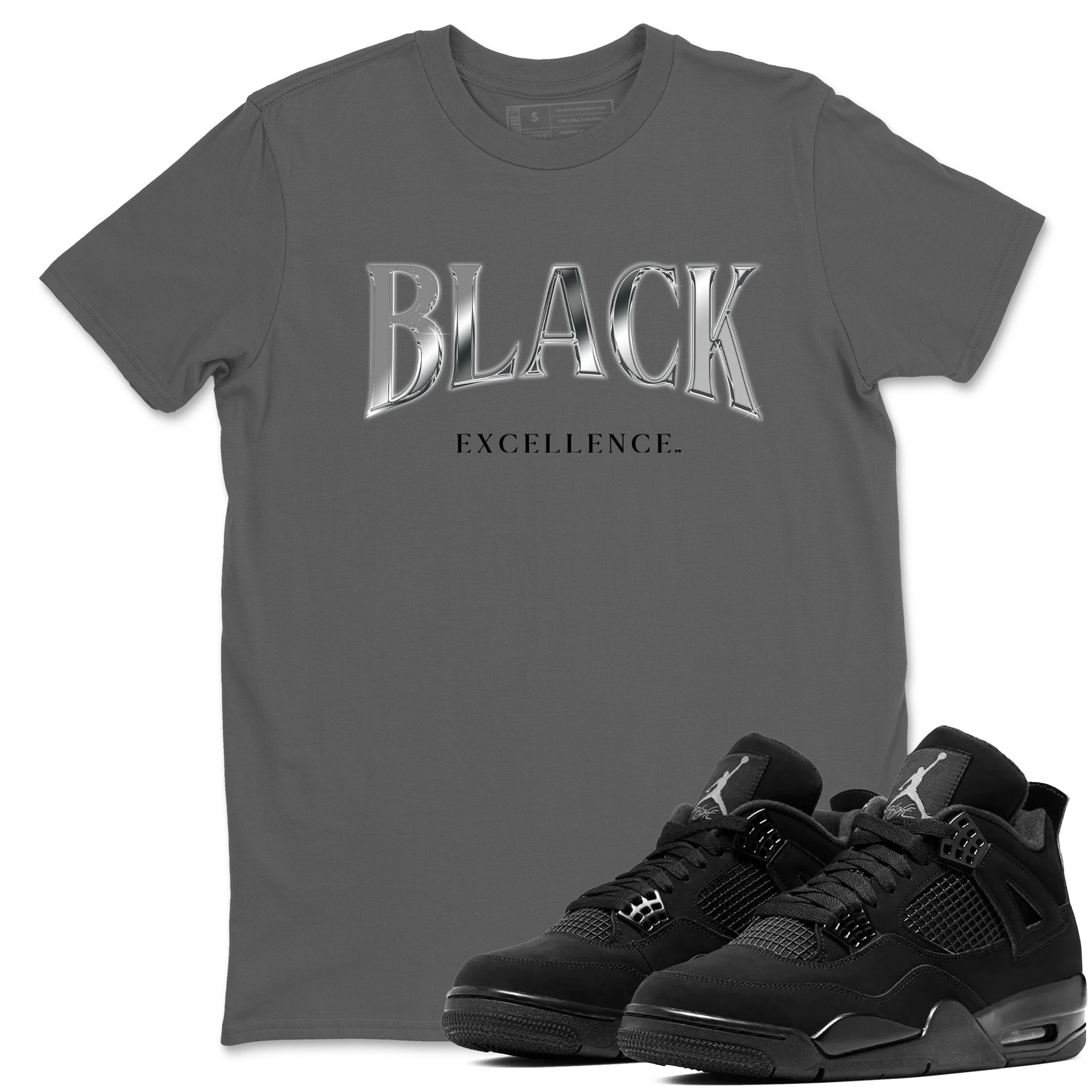 Sneaker Threads  Sneaker Tees To Match Air Jordan 4 Black Cat  Black Excellence Graphic Tee Cool Grey 1. Perfect for Jordan releases 2025 colorways.
