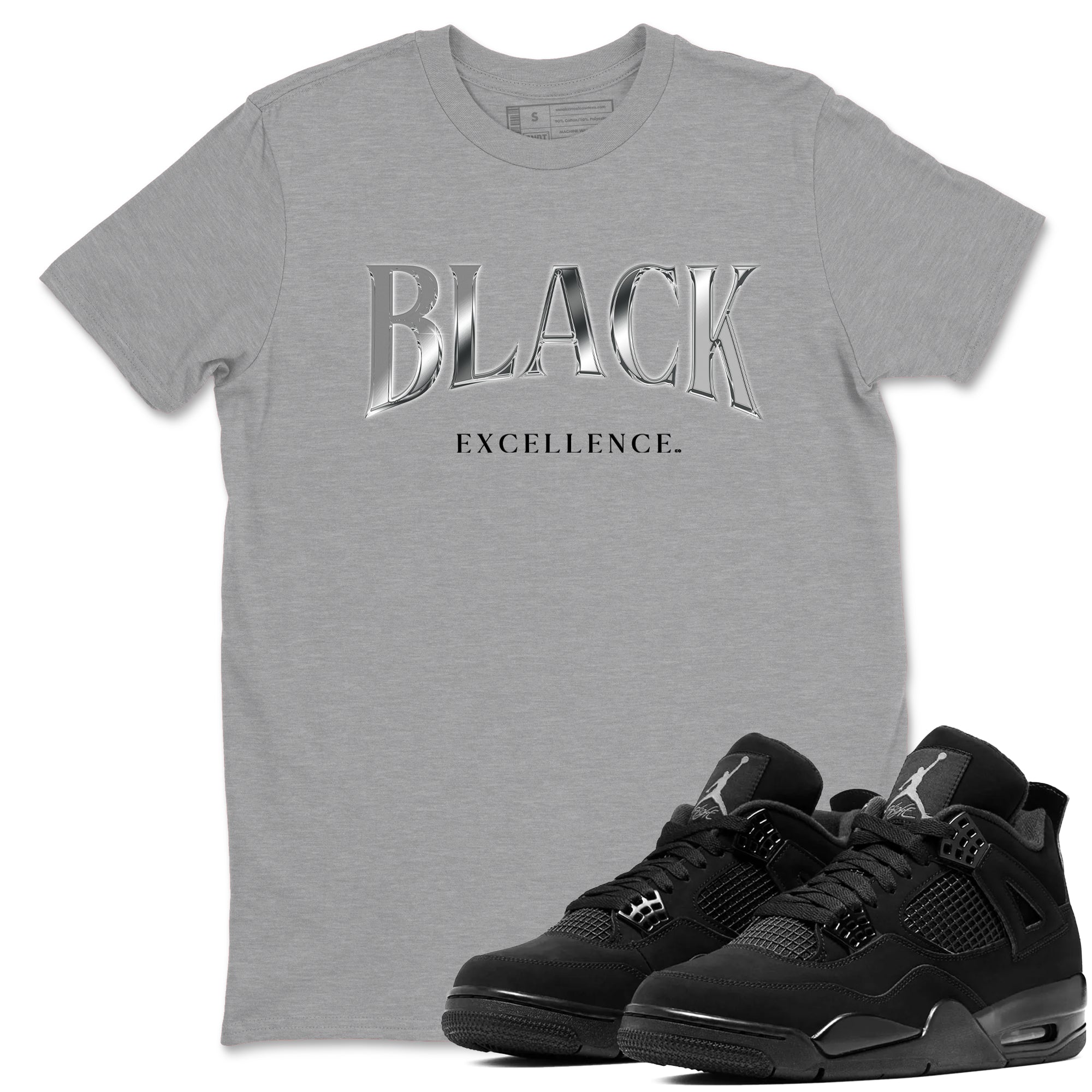 Sneaker Threads  Sneaker Tees To Match Air Jordan 4 Black Cat  Black Excellence Graphic Tee Heather Grey 1. Perfect for Jordan releases 2025 colorways.