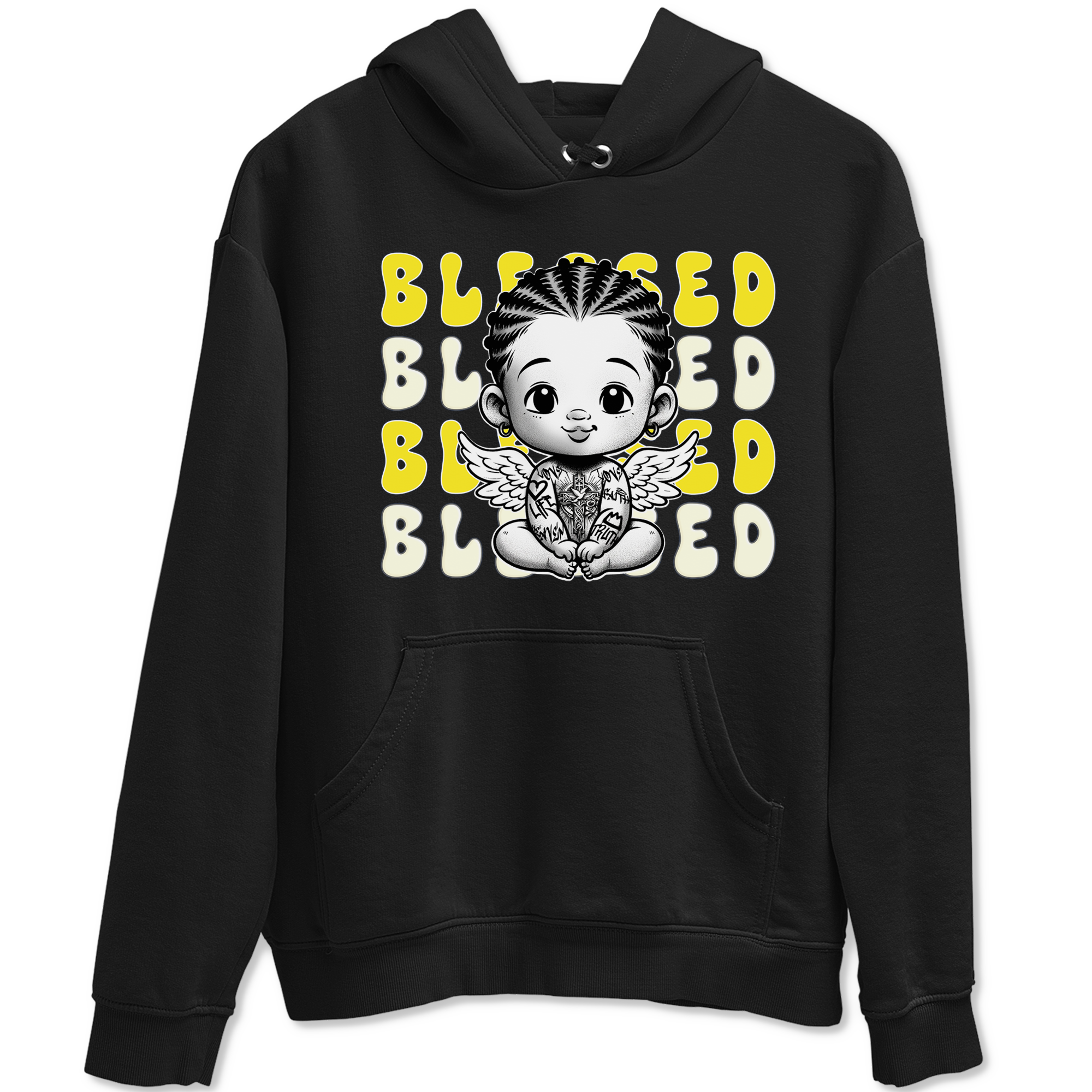 Air Jordan 4 Vivid Sulfur shirt to match jordans Blessed sneaker tees 4s Vivid Sulfur Drip Gear Zone unisex cotton Black 2 crew neck shirt