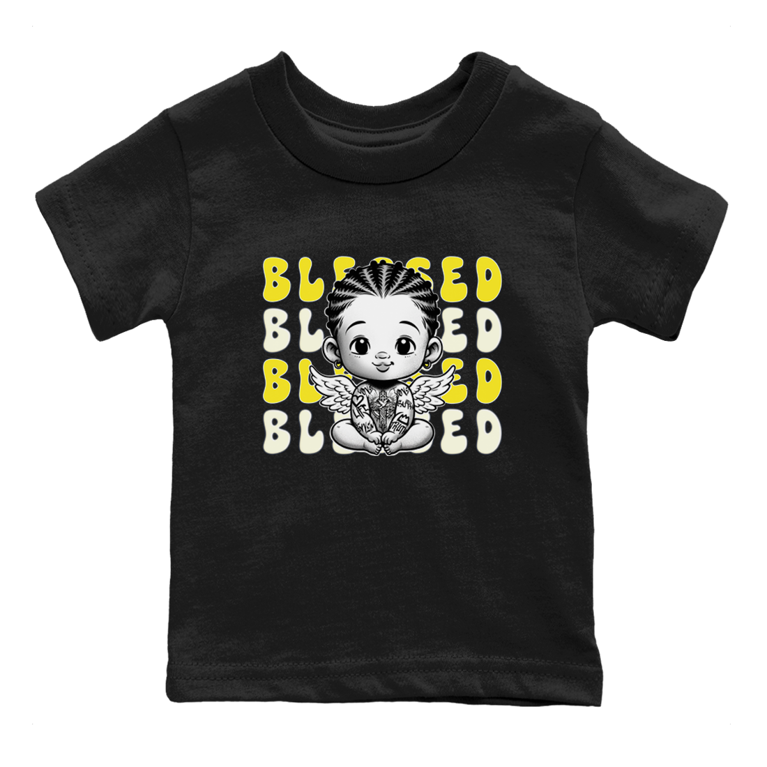 Air Jordan 4 Vivid Sulfur shirt to match jordans Blessed sneaker tees 4s Vivid Sulfur Drip Gear Zone baby toddler Black 2 cotton Shirt