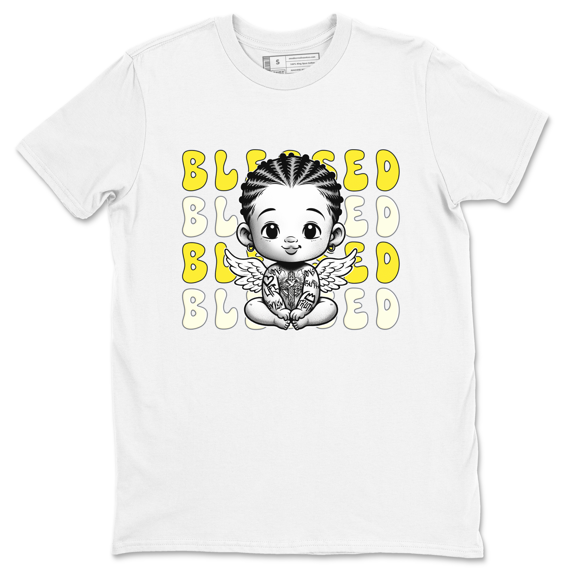 Air Jordan 4 Vivid Sulfur shirt to match jordans Blessed sneaker tees 4s Vivid Sulfur Drip Gear Zone unisex cotton White 2 crew neck shirt