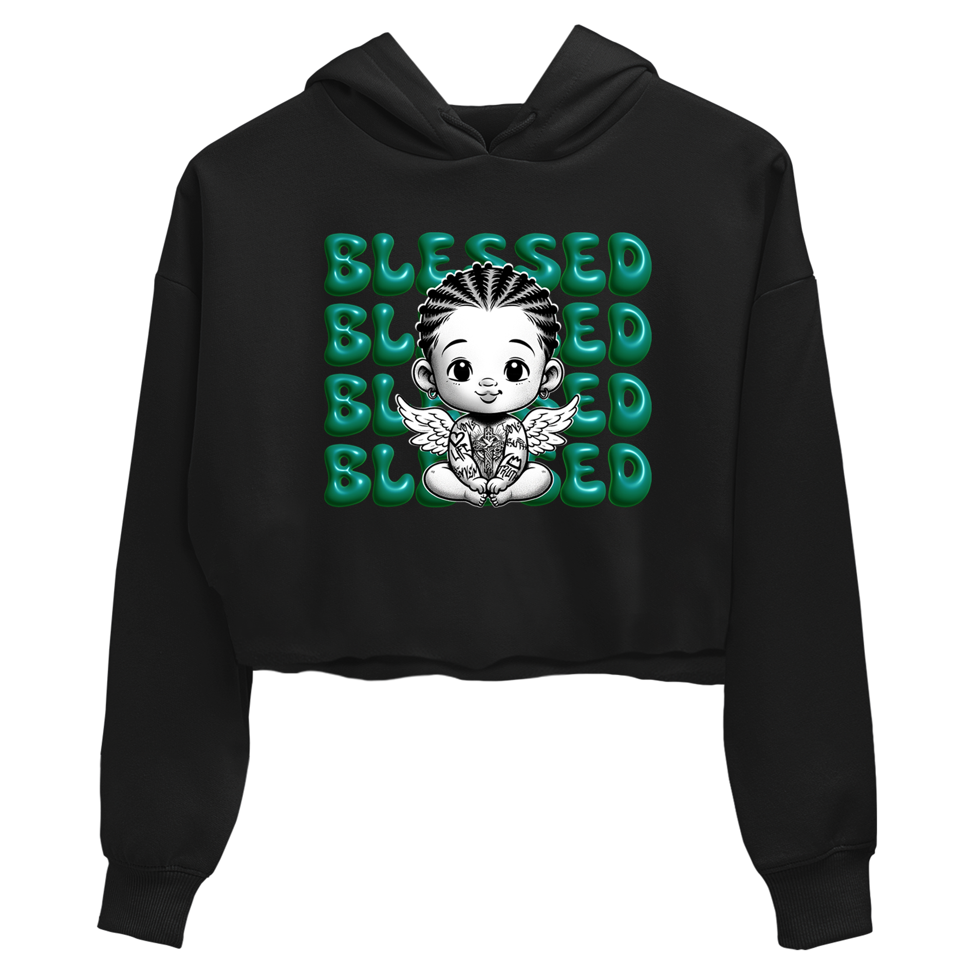 Air Jordan 4 Retro Oxidized Green shirts to match jordans Blessed Baby sneaker match tees Air Jordan 4 Oxidized Green Drip Gear Zone streetwear brand Black 2 crop tee