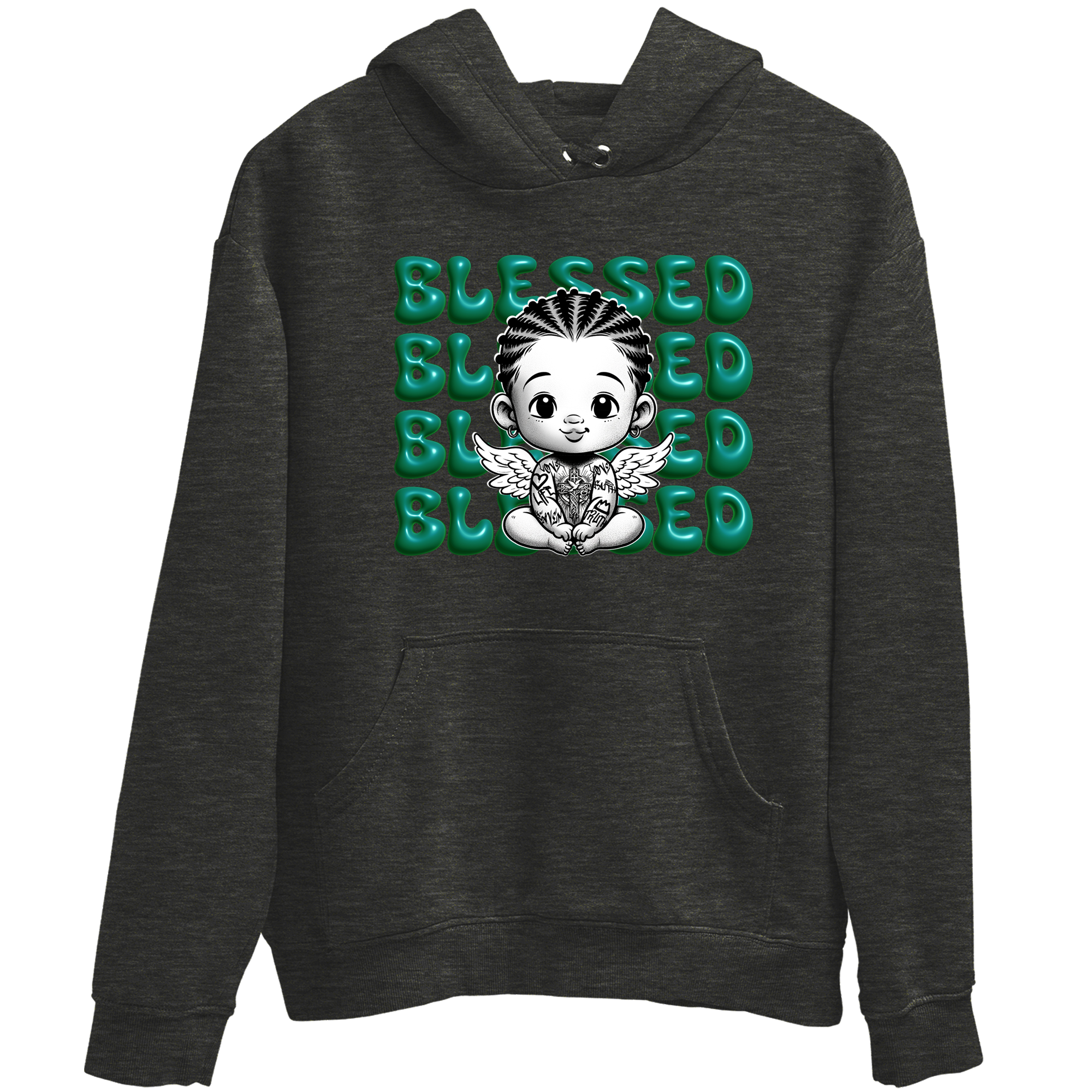 Air Jordan 4 Retro Oxidized Green shirts to match jordans Blessed Baby sneaker match tees Air Jordan 4 Oxidized Green Drip Gear Zone streetwear brand Charcoal Heather 2 unisex cotton tee