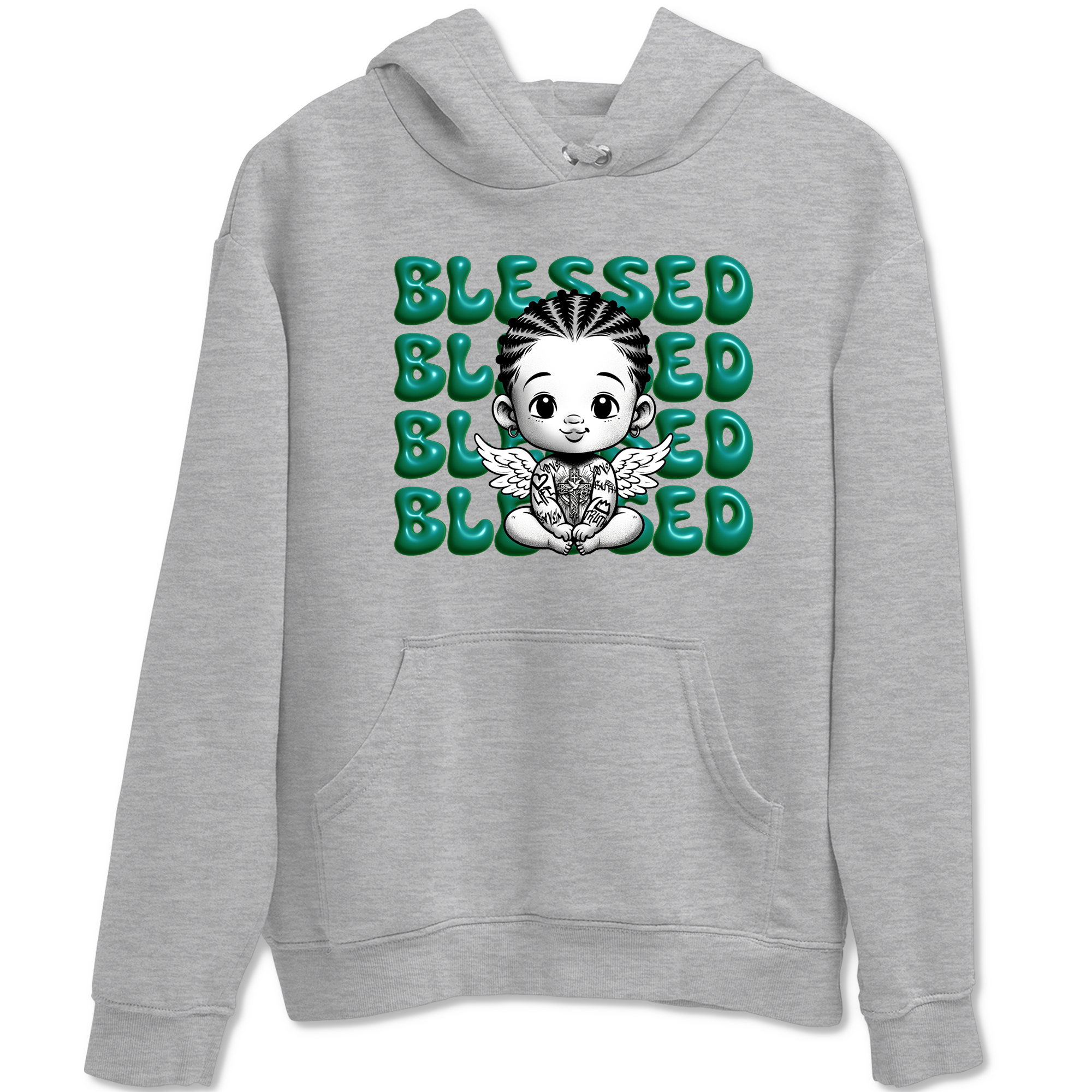 Air Jordan 4 Retro Oxidized Green shirts to match jordans Blessed Baby sneaker match tees Air Jordan 4 Oxidized Green Drip Gear Zone streetwear brand Heather Grey 2 unisex cotton tee