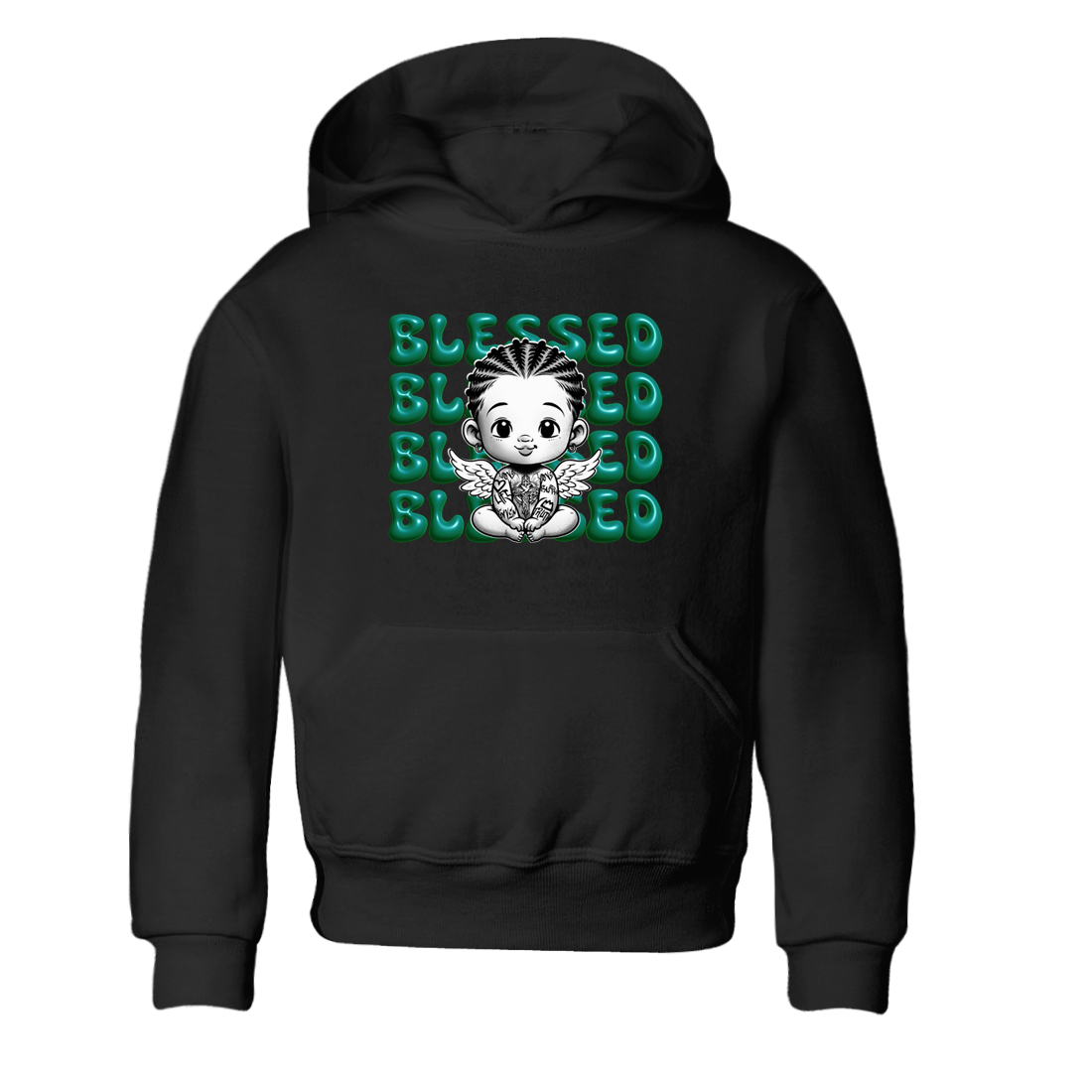 Air Jordan 4 Retro Oxidized Green shirts to match jordans Blessed Baby sneaker match tees Air Jordan 4 Oxidized Green Drip Gear Zone streetwear brand Baby and Youth Black 2 cotton tee