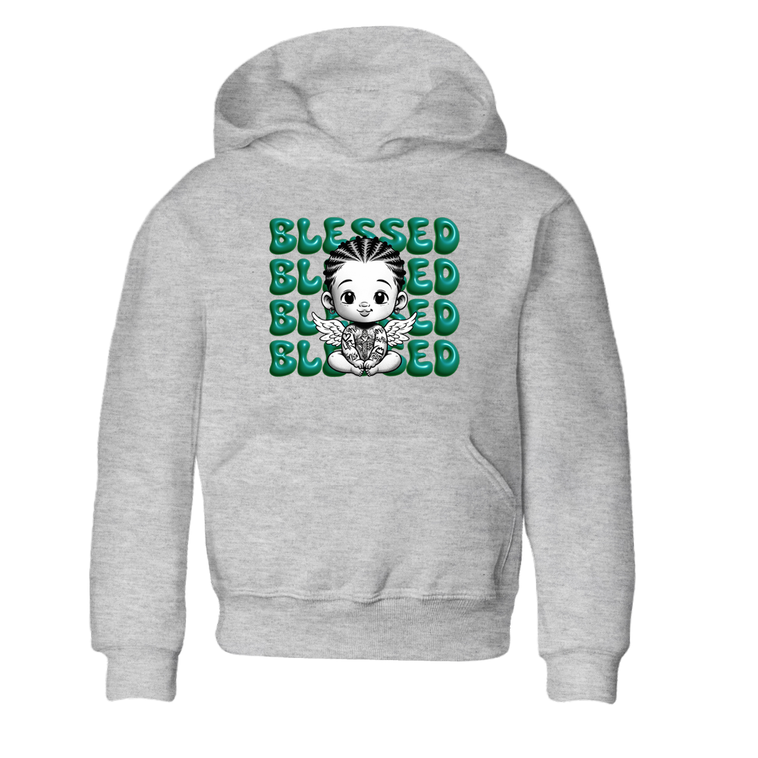 Air Jordan 4 Retro Oxidized Green shirts to match jordans Blessed Baby sneaker match tees Air Jordan 4 Oxidized Green Drip Gear Zone streetwear brand Baby and Youth Heather Grey 2 cotton tee