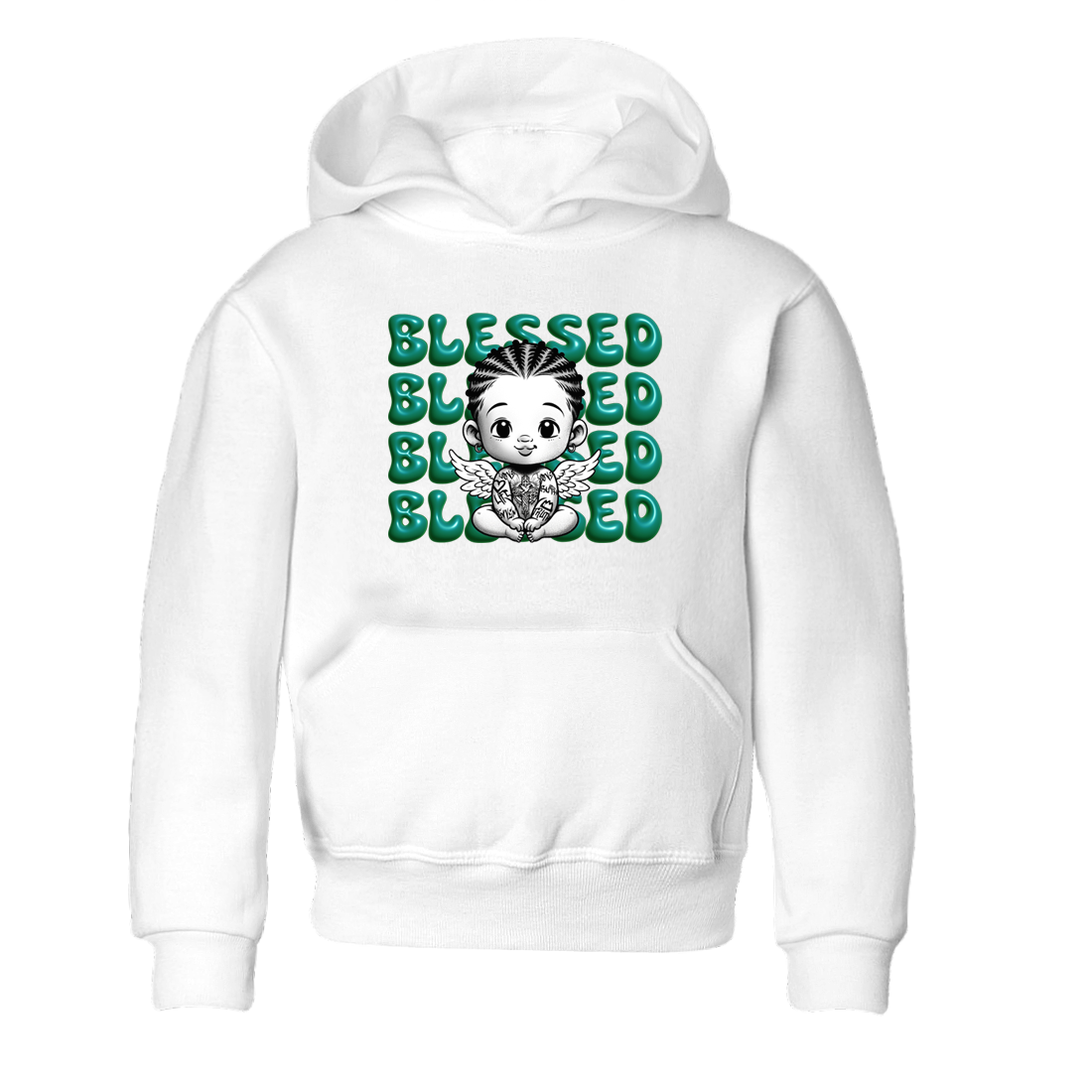 Air Jordan 4 Retro Oxidized Green shirts to match jordans Blessed Baby sneaker match tees Air Jordan 4 Oxidized Green Drip Gear Zone streetwear brand Baby and Youth White 2 cotton tee