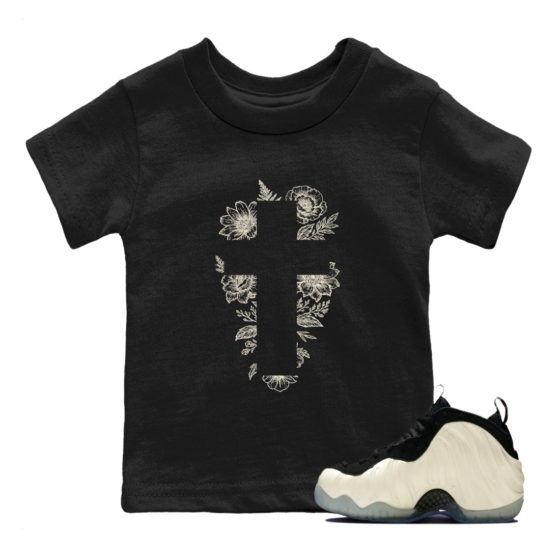 Sneaker Threads  Sneaker Tees To Match Air Foamposite One Pearl  Blessed Flowers Youth Graphic Tee Black 1. Perfect for Jordan releases 2025 colorways.