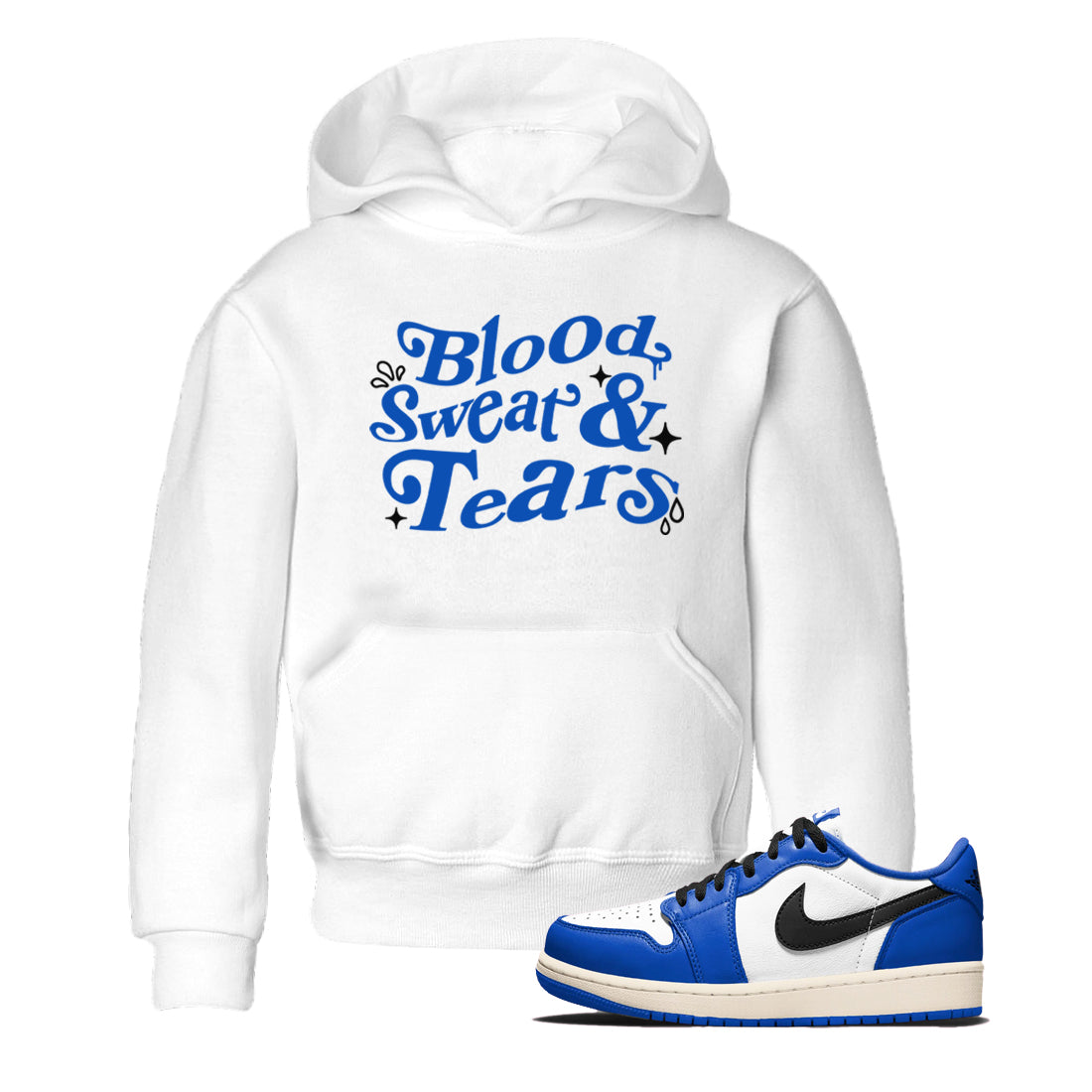 1s Game Royal shirts to match jordans Blood Sweat Tears sneaker match tees Air Jordan 1 Game Royal match shoes to clothes Drip Gear Zone Youth Baby White 1 tee