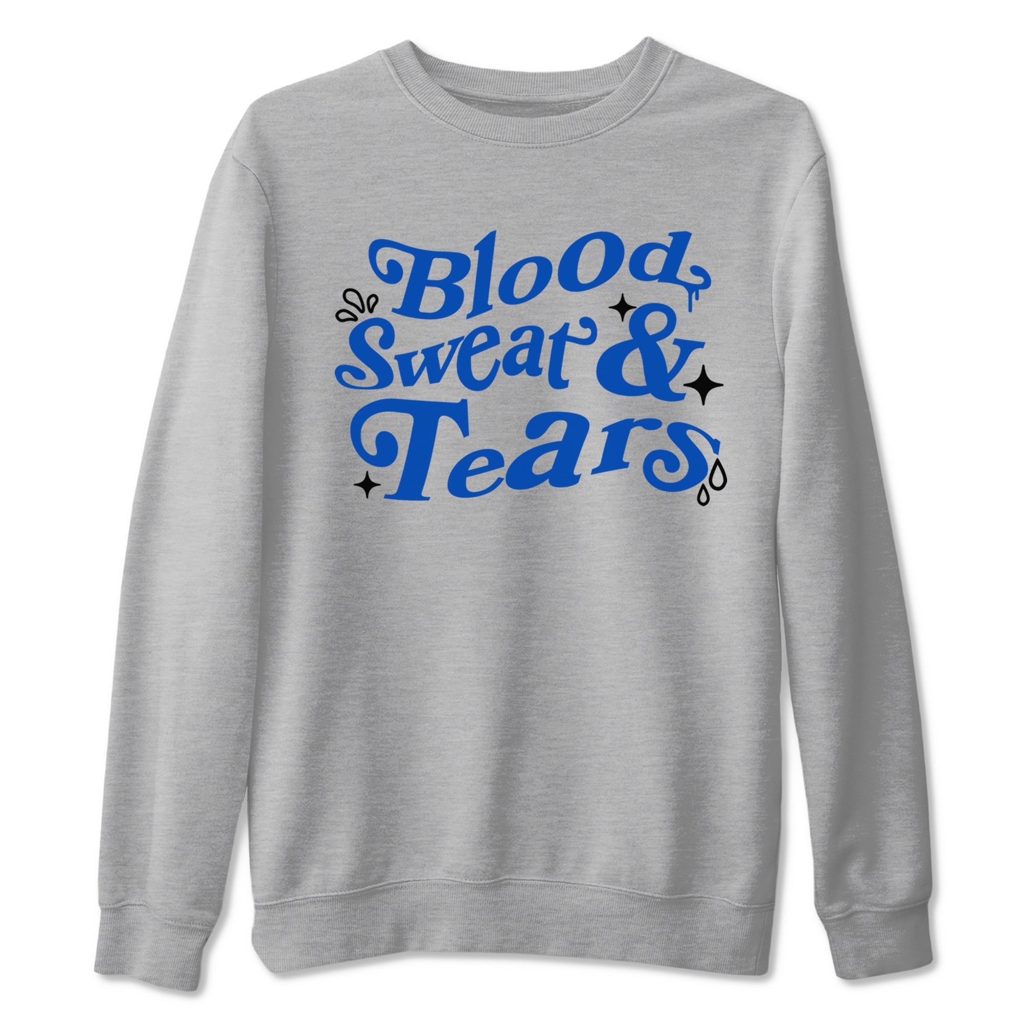 1s Game Royal shirts to match jordans Blood Sweat Tears sneaker match tees Air Jordan 1 Game Royal match shoes to clothes Drip Gear Zone unisex cotton Heather Grey 2 shirts