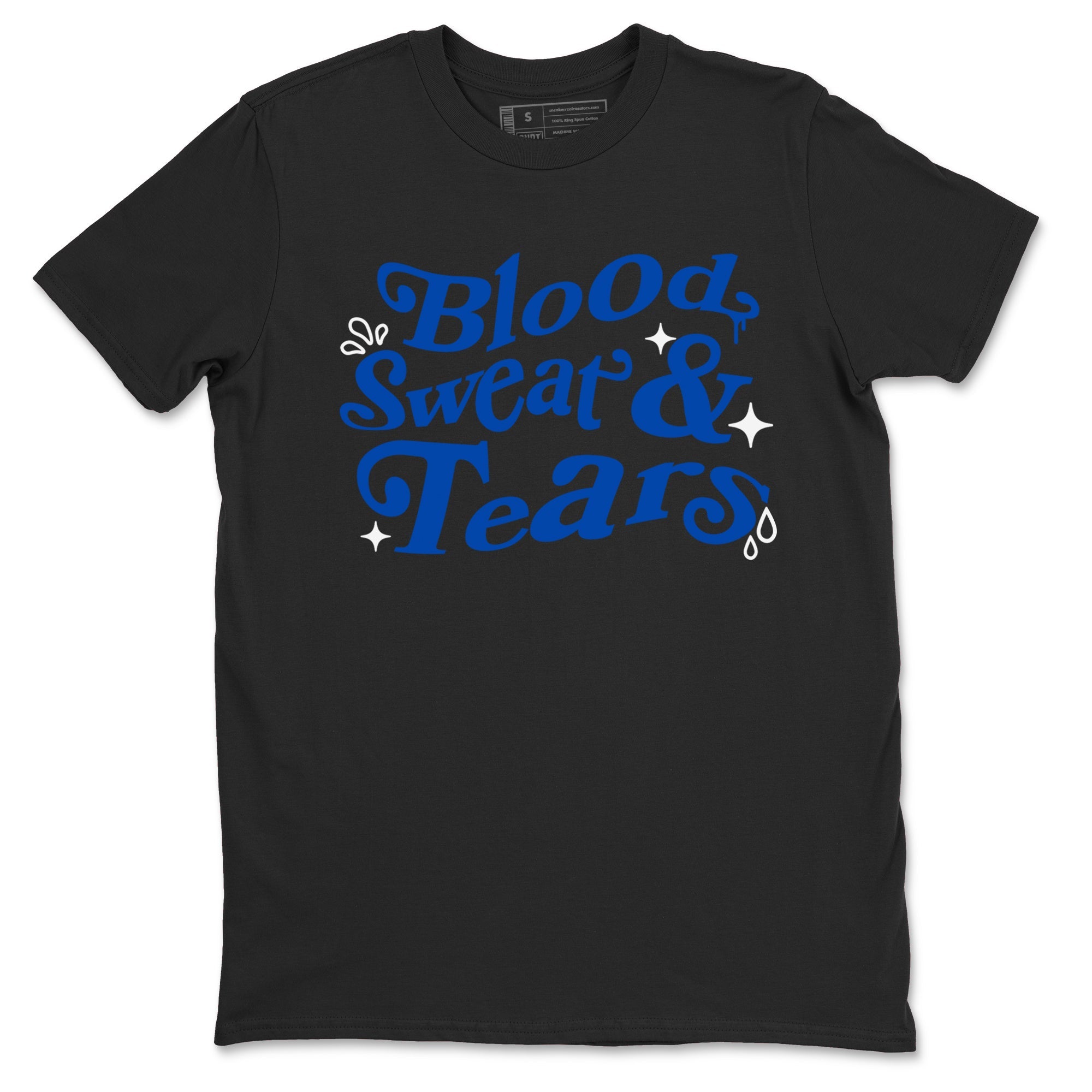 1s Game Royal shirts to match jordans Blood Sweat Tears sneaker match tees Air Jordan 1 Game Royal match shoes to clothes Drip Gear Zone unisex cotton Black 2 shirts