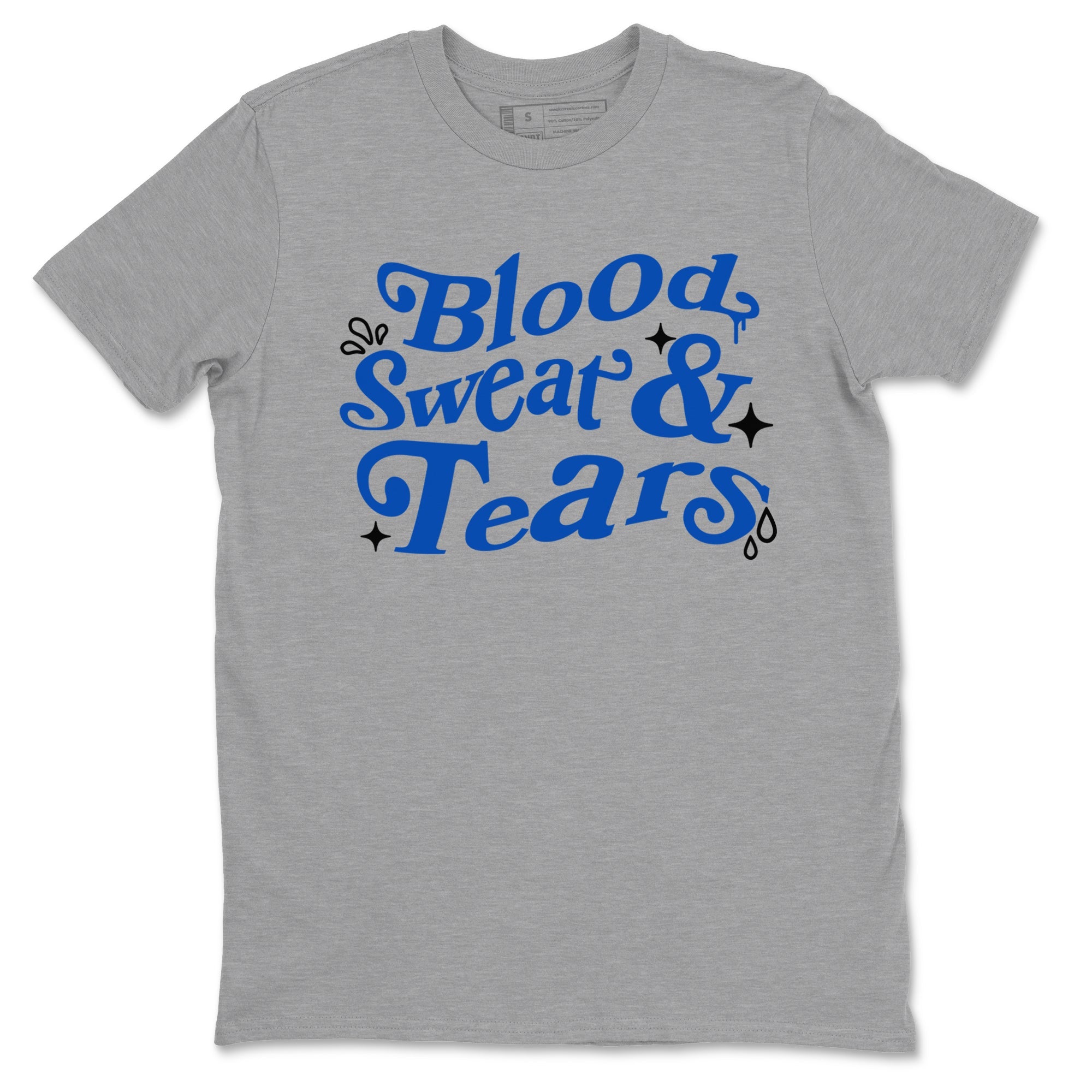 1s Game Royal shirts to match jordans Blood Sweat Tears sneaker match tees Air Jordan 1 Game Royal match shoes to clothes Drip Gear Zone unisex cotton Heather Grey 2 shirts