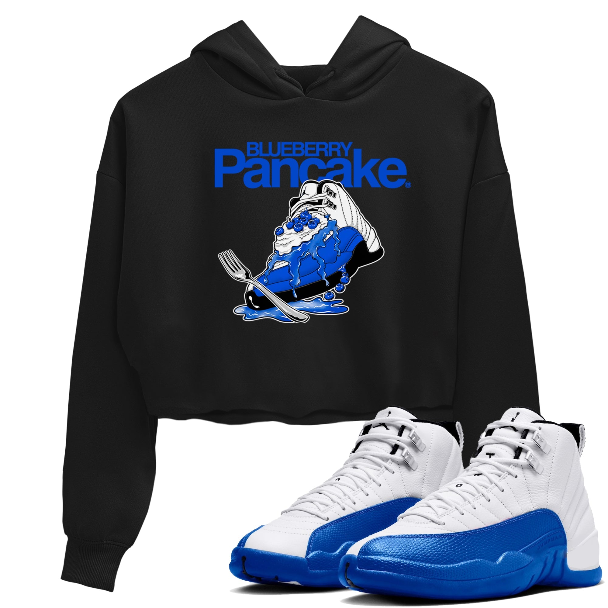 12s Blueberry shirts to match jordans Blueberry Pancake sneaker match tees Air Jordan 12 Blueberry Drip Gear Zone streetwear brand Black 1 crop tee