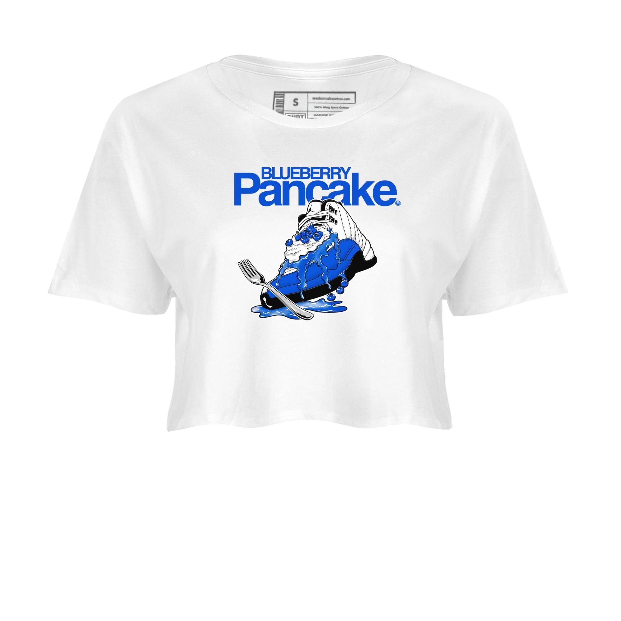 12s Blueberry shirts to match jordans Blueberry Pancake sneaker match tees Air Jordan 12 Blueberry Drip Gear Zone streetwear brand White 2 crop tee
