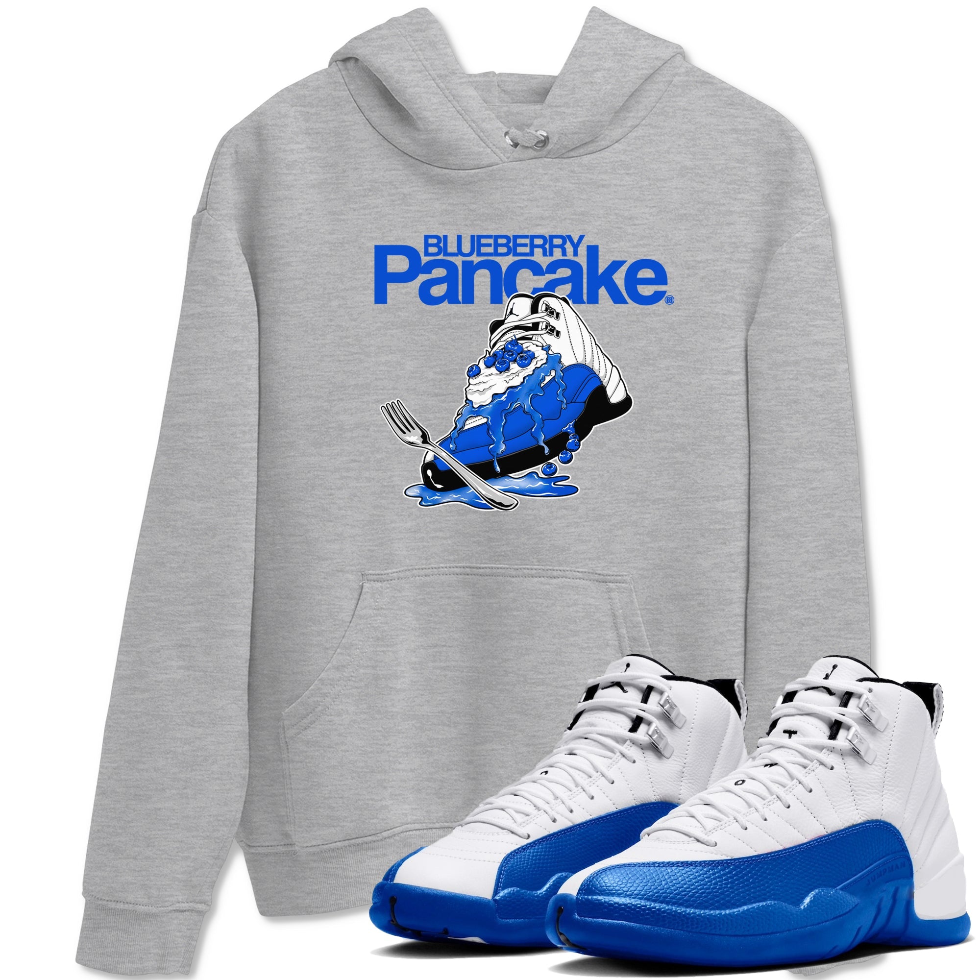12s Blueberry shirts to match jordans Blueberry Pancake sneaker match tees Air Jordan 12 Blueberry Drip Gear Zone streetwear brand Heather Grey 1 unisex cotton tee