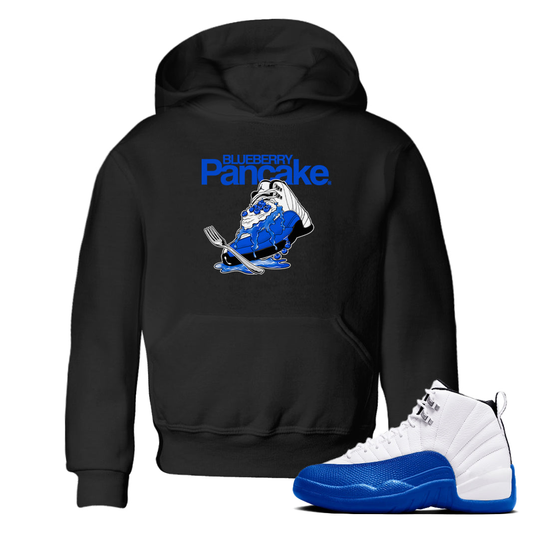 12s Blueberry shirts to match jordans Blueberry Pancake sneaker match tees Air Jordan 12 Blueberry Drip Gear Zone streetwear brand Baby and Youth Black 1 cotton tee