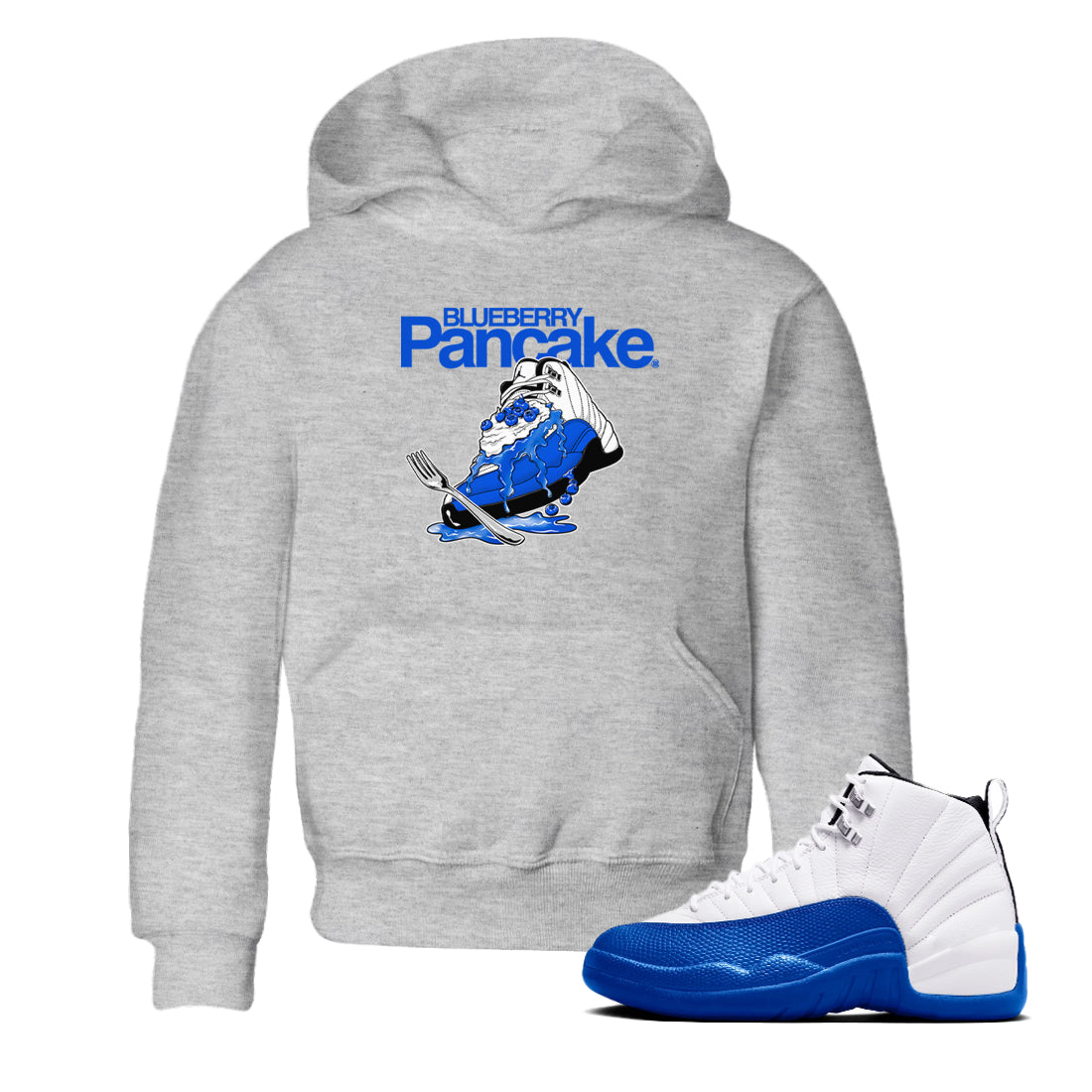 12s Blueberry shirts to match jordans Blueberry Pancake sneaker match tees Air Jordan 12 Blueberry Drip Gear Zone streetwear brand Baby and Youth Heather Grey 1 cotton tee