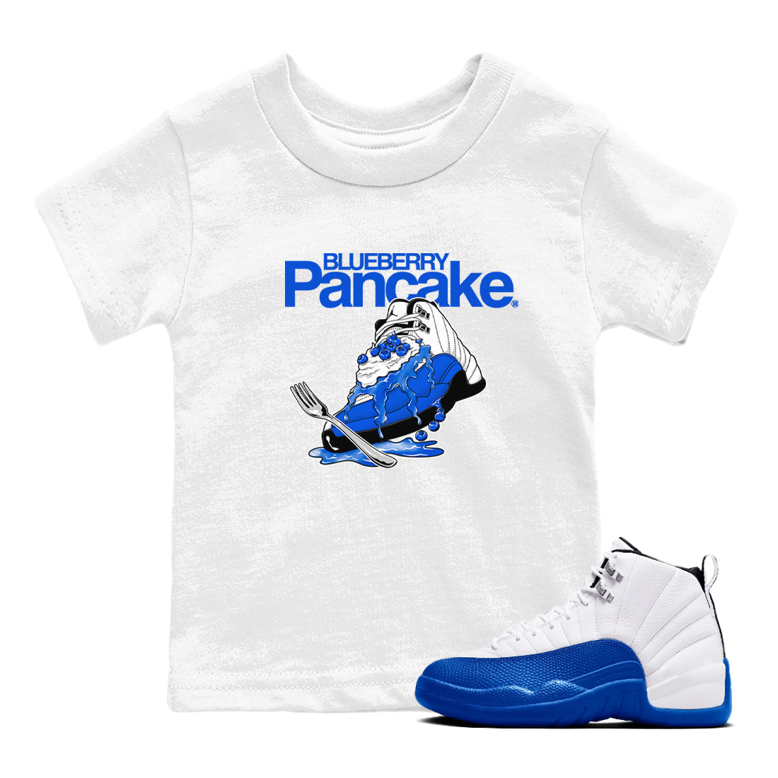 12s Blueberry shirts to match jordans Blueberry Pancake sneaker match tees Air Jordan 12 Blueberry Drip Gear Zone streetwear brand Baby and Youth White 1 cotton tee