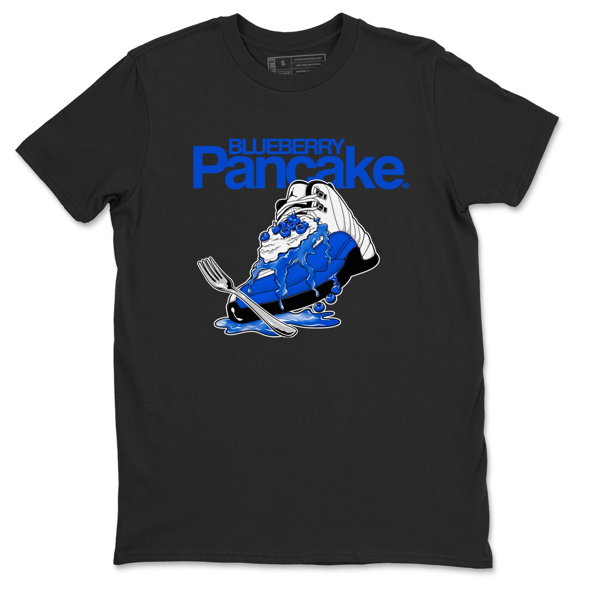 12s Blueberry shirts to match jordans Blueberry Pancake sneaker match tees Air Jordan 12 Blueberry Drip Gear Zone streetwear brand Black 2 unisex cotton tee