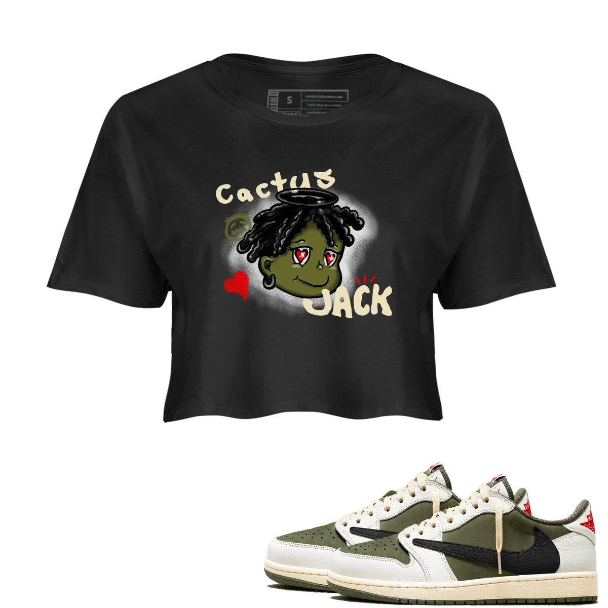 Jordan 1 Olive t shirts to match sneakers Born Blessed sneaker match tees Air Jordan 1 Low x Travis Scott Reverse Olive tee Drip Gear Zone unisex cotton Black 1 crop tee