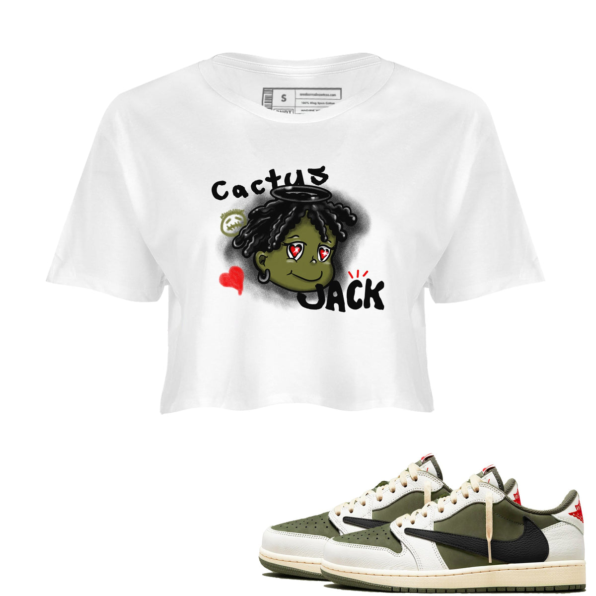 Jordan 1 Olive t shirts to match sneakers Born Blessed sneaker match tees Air Jordan 1 Low x Travis Scott Reverse Olive tee Drip Gear Zone unisex cotton White 1 crop tee