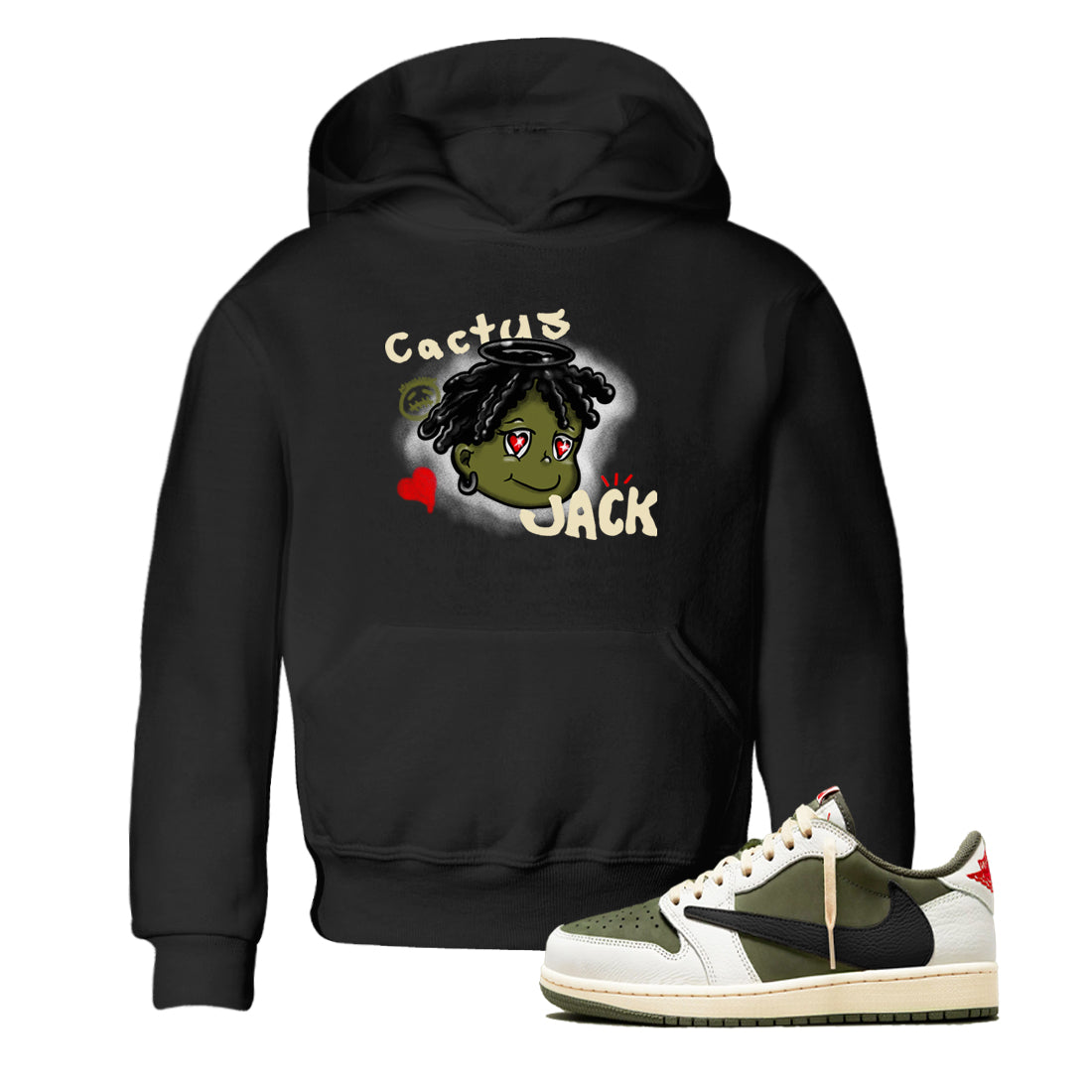 Jordan 1 Olive t shirts to match sneakers Born Blessed sneaker match tees Air Jordan 1 Low x Travis Scott Reverse Olive tee Drip Gear Zone Youth Baby Black 1 tee