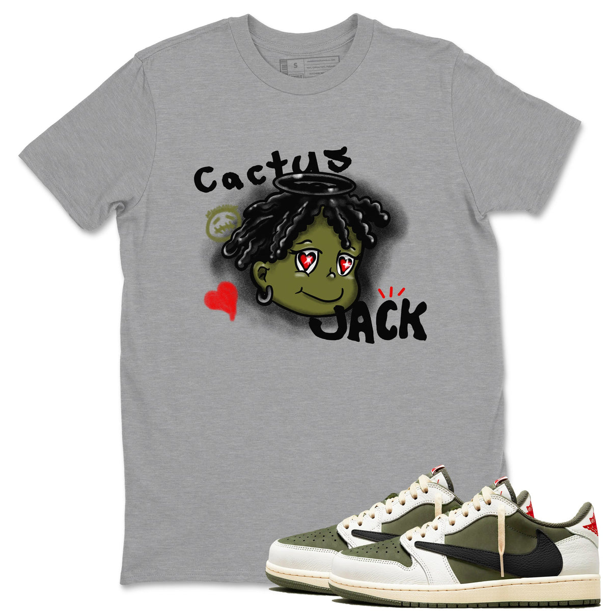 Jordan 1 Olive t shirts to match sneakers Born Blessed sneaker match tees Air Jordan 1 Low x Travis Scott Reverse Olive tee Drip Gear Zone unisex cotton Heather Grey 1 shirts