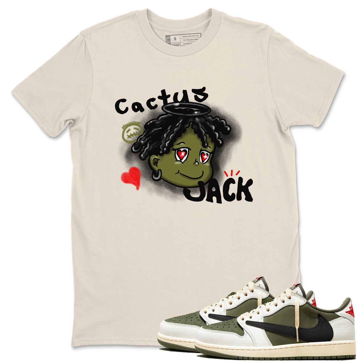 Jordan 1 Olive t shirts to match sneakers Born Blessed sneaker match tees Air Jordan 1 Low x Travis Scott Reverse Olive tee Drip Gear Zone unisex cotton Natural 1 shirts