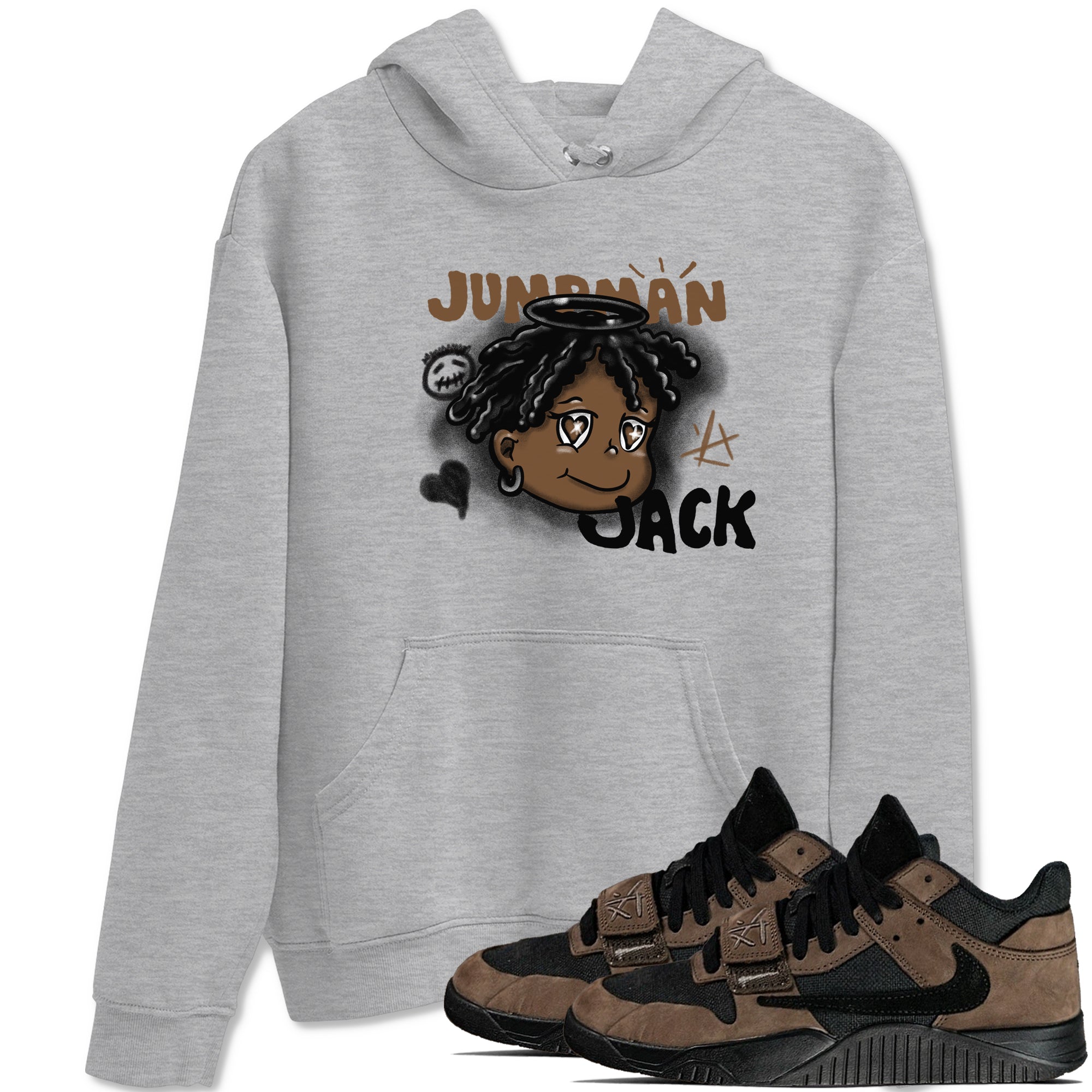 Jordan Jumpman Jack Travis Scott Dark Mocha shirts to match jordans Born Blessed sneaker match tees Jordan Jumpman Jack Travis Scott Dark Mocha match shoes to clothes Drip Gear Zone unisex cotton Heather Grey 1 shirts